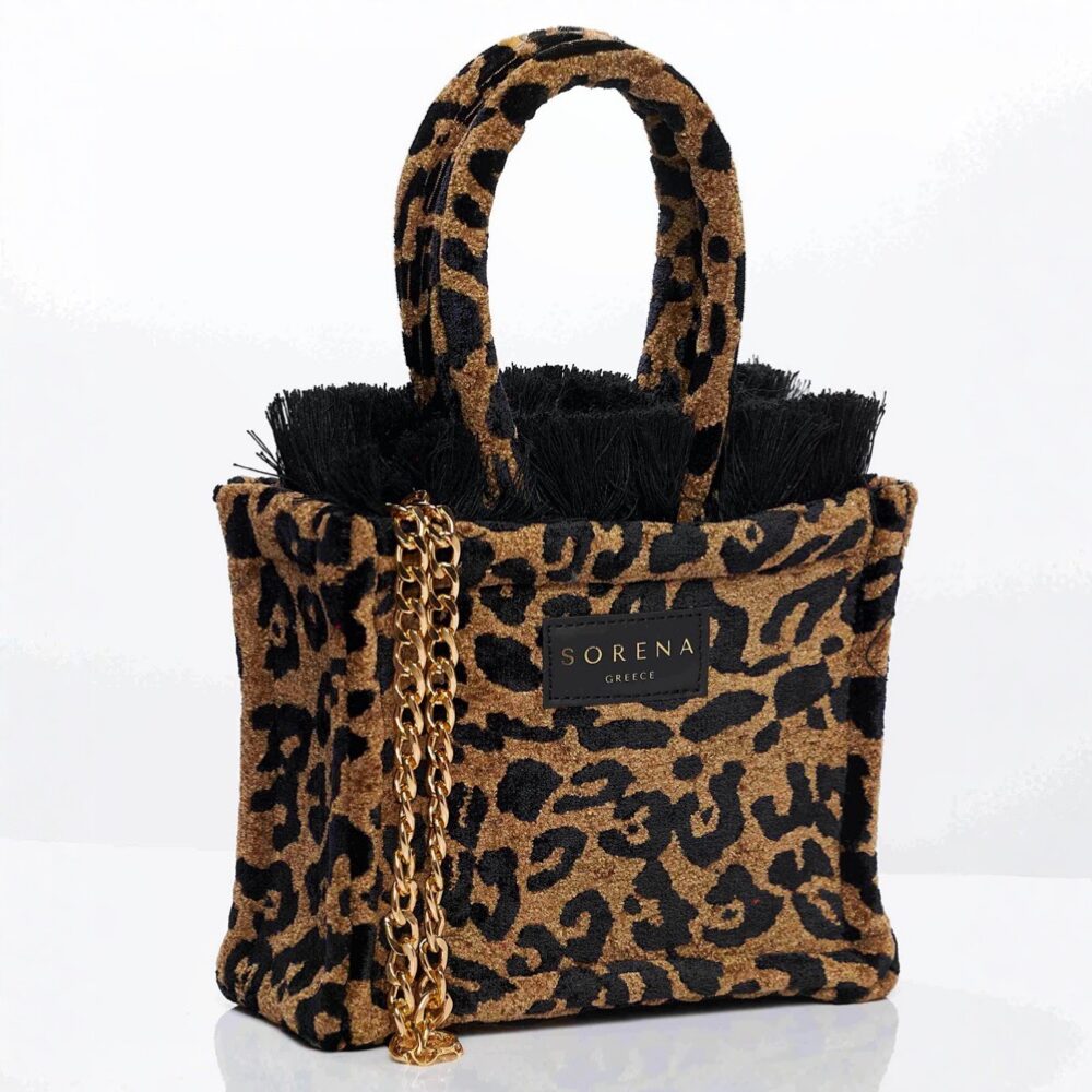 SORENA Leopard Velvet Brown Mini Tote bag