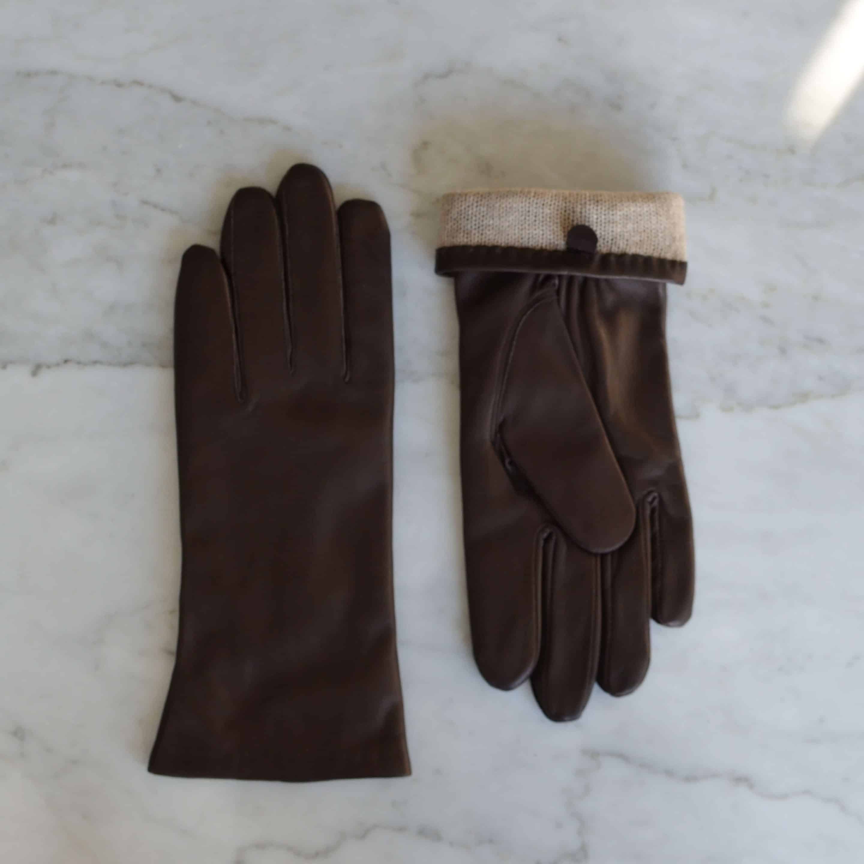 Lammeskinnshansker til dame med cashmere-fôr