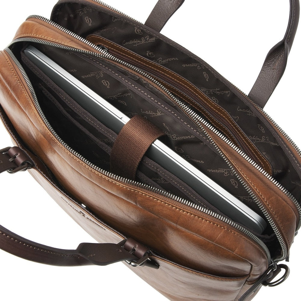 Castelijn & Beerens Rien dobbel PC-veske 15.6" RFID | natural (lys brun)