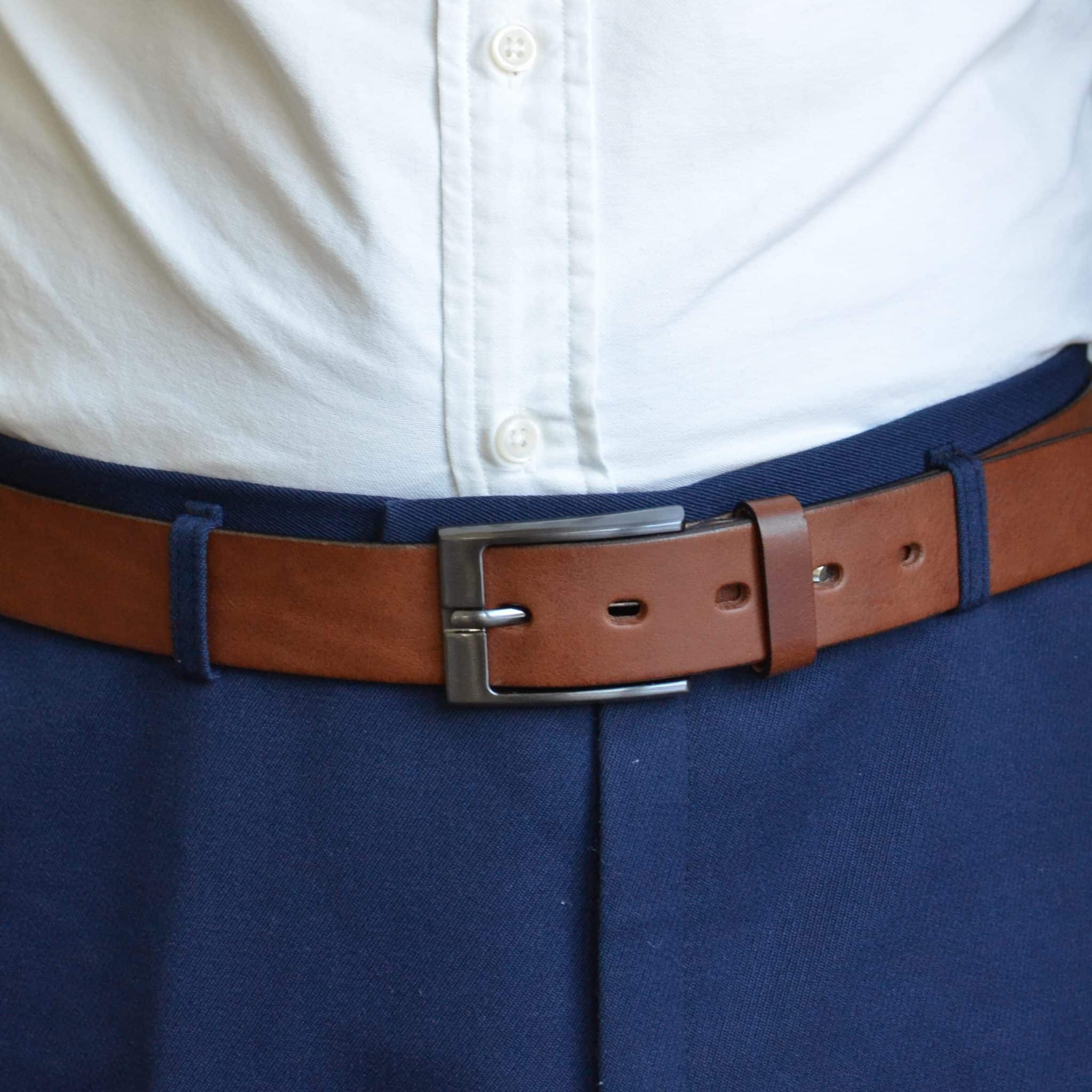 BSWK Casual Basic skinnbelte til herre, Brown
