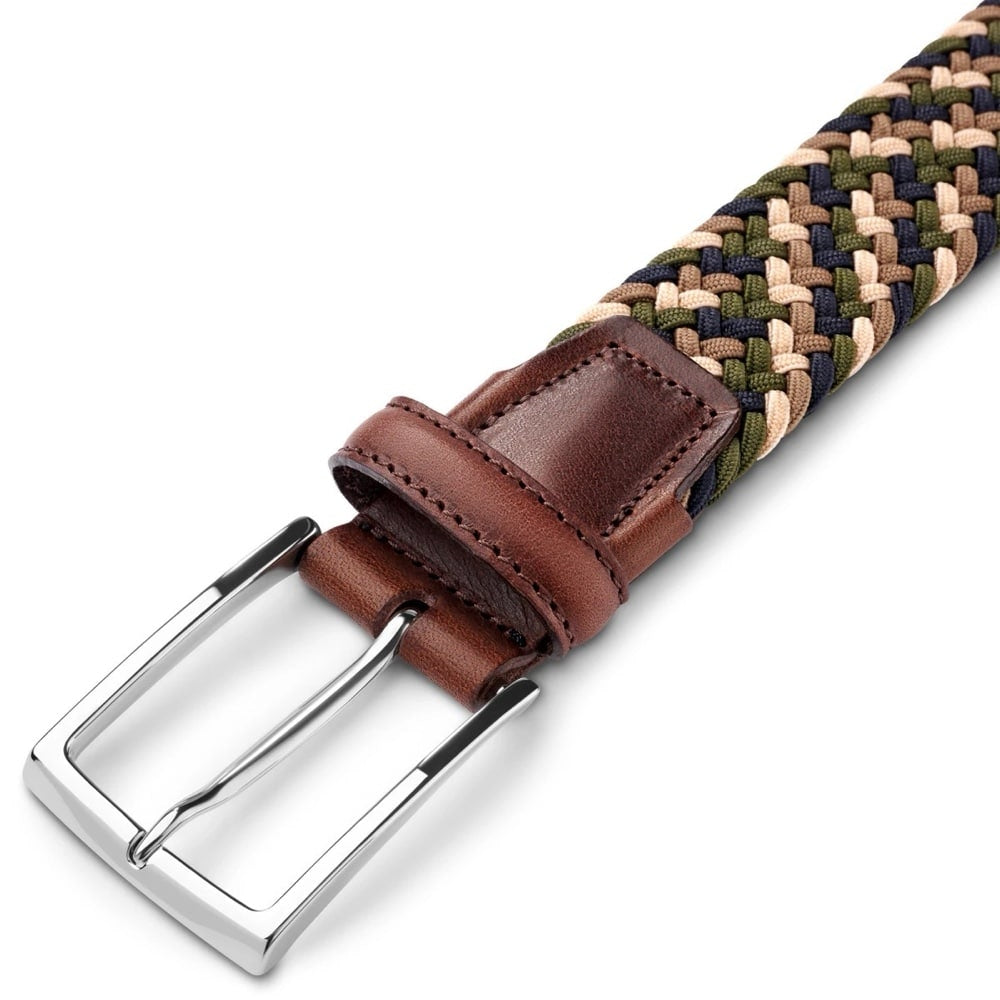 BSWK Elastisk herrebelte, Multi - grønn/beige/brun/blå