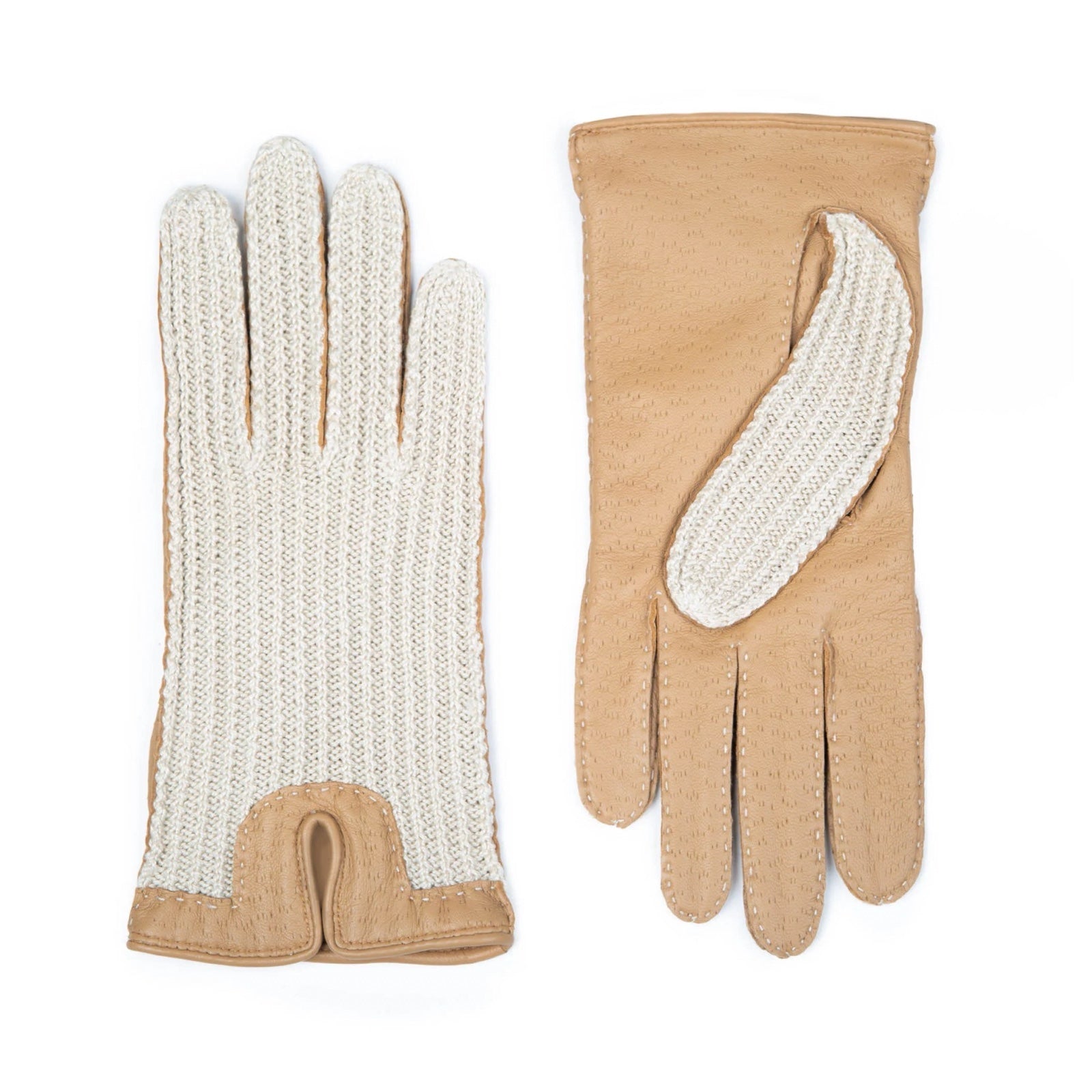 DENTS Kelly - feminine kjørehansker med crochet overhånd, Toffee