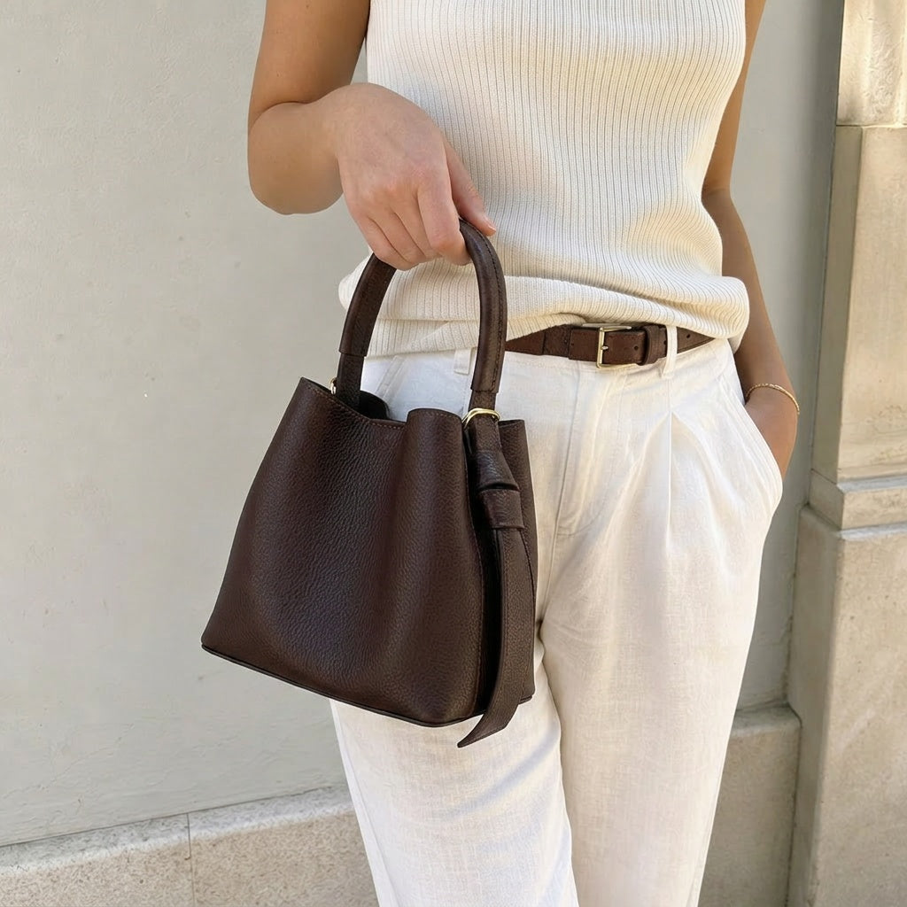 Bucket bag, mørkebrun