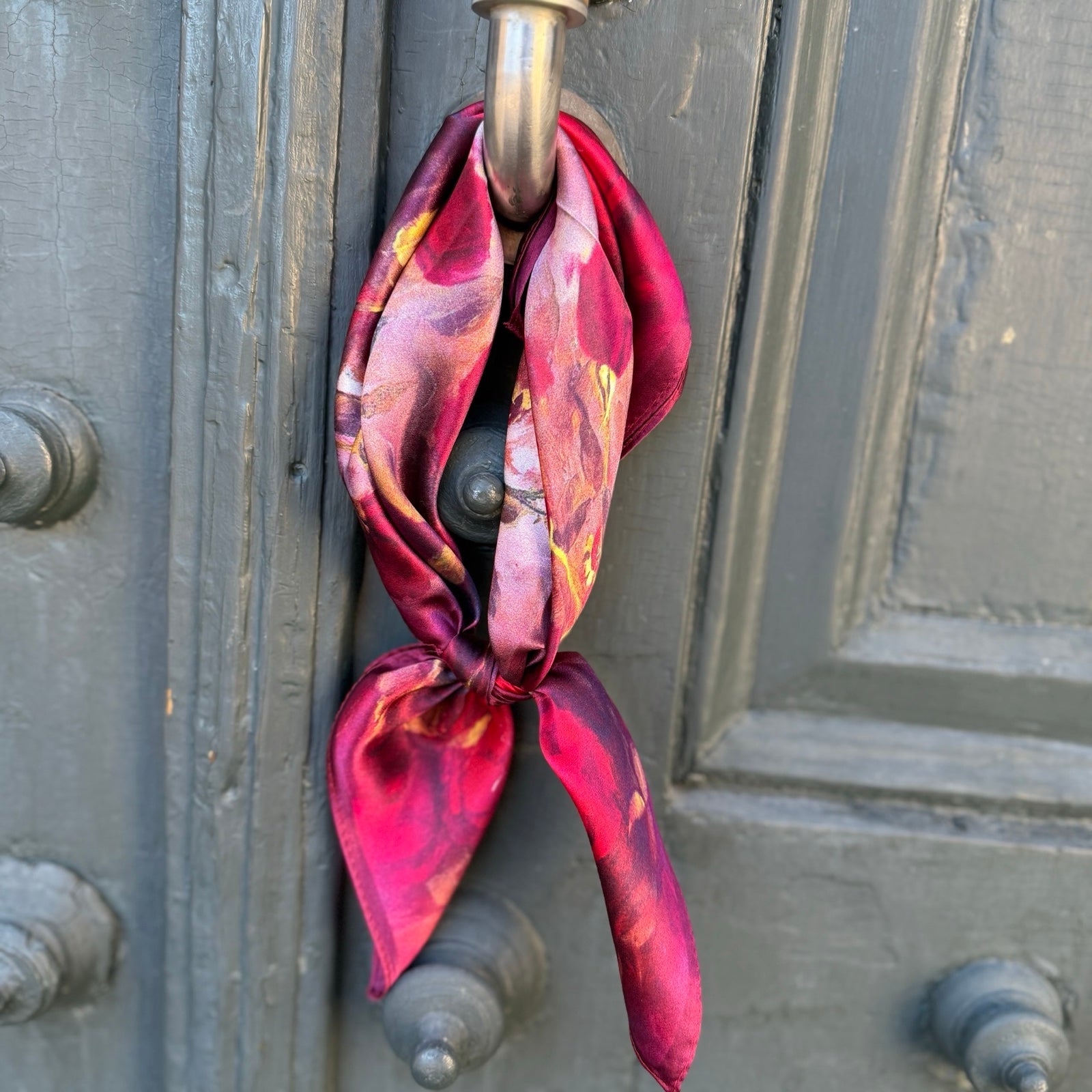 Silkeskjerf mini, fuksia med rose
