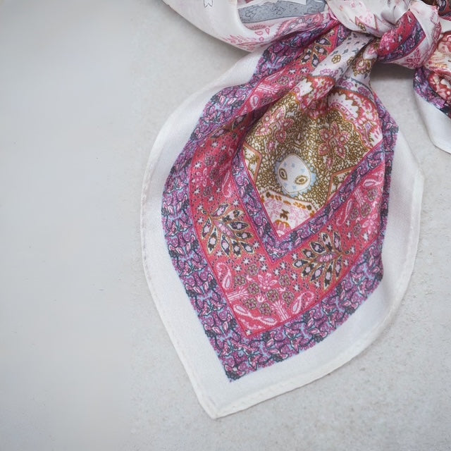 Silkeskjerf mini, vintage rosa paisley