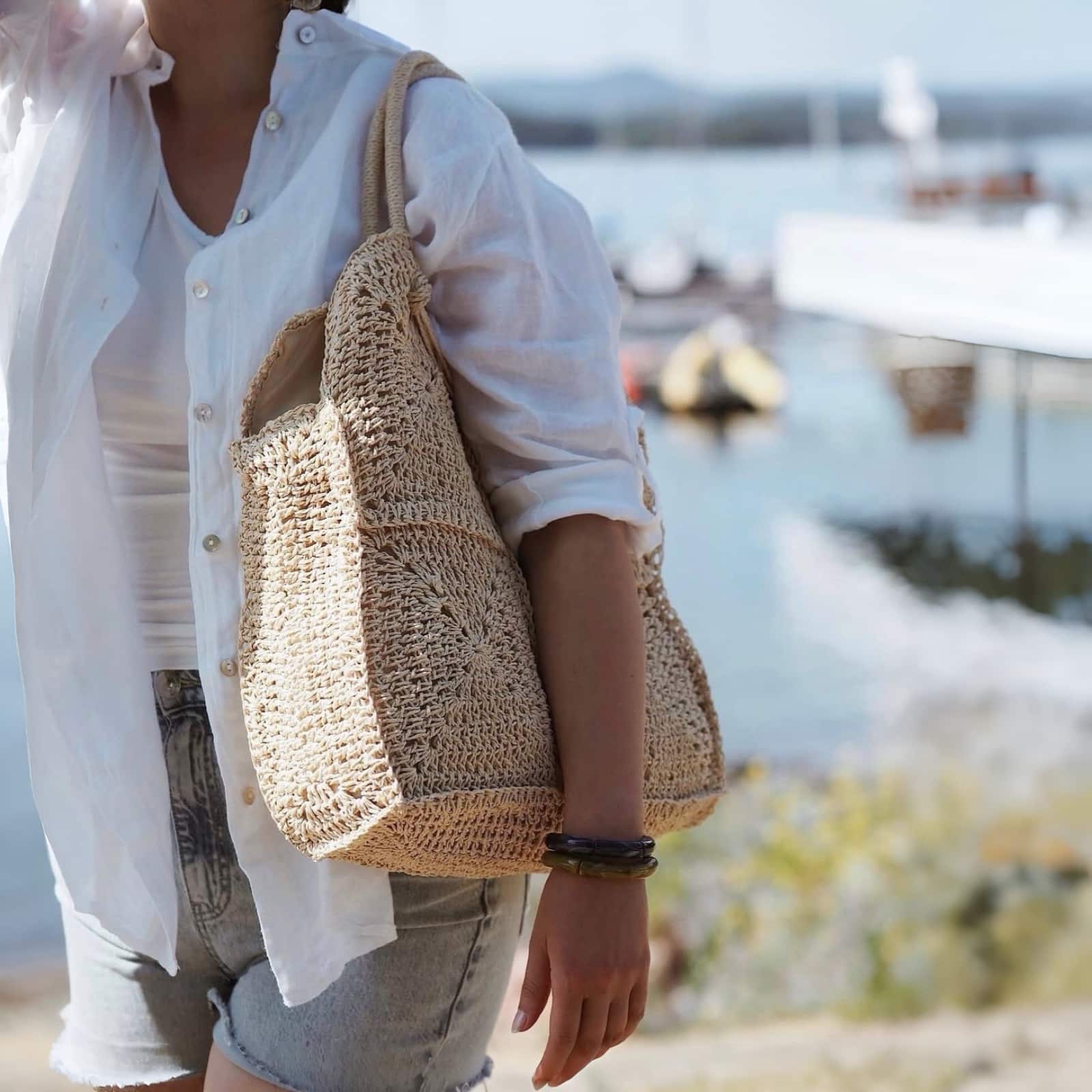 Bohemsk sommerveske i raffia