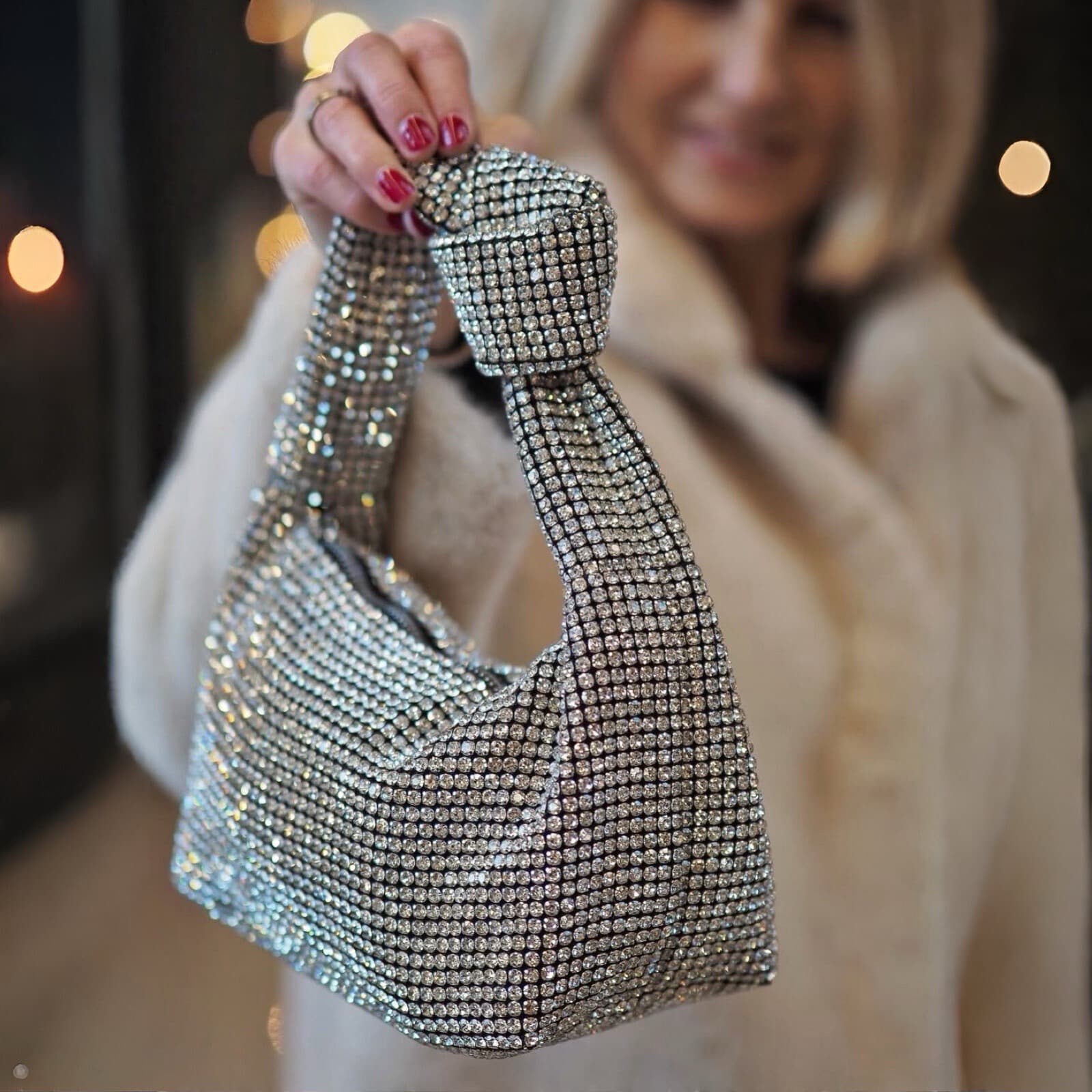 Festveske med glitter sølv
