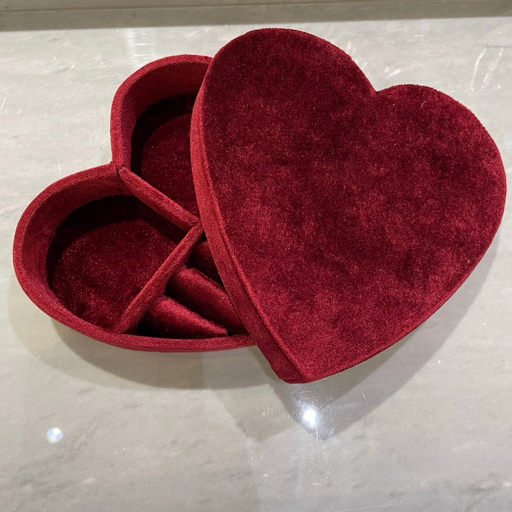 Smykkeskrin "Love" med hjerteform, bordeaux