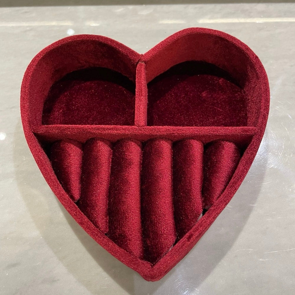 Smykkeskrin "Love" med hjerteform, bordeaux
