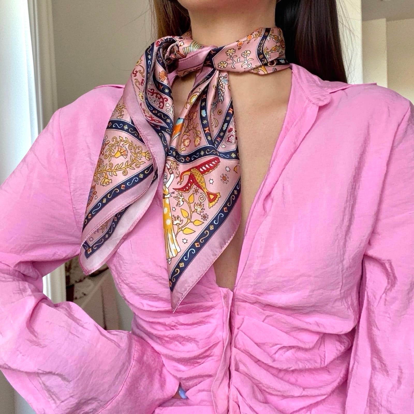 Silkeskjerf 70x70, rosa