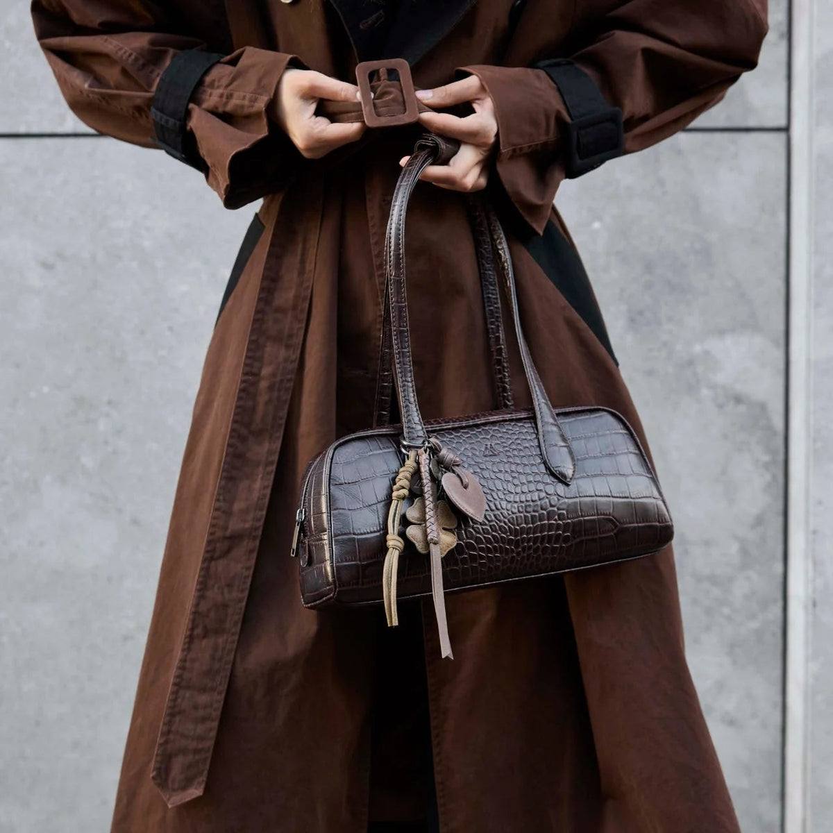 Markberg Edena veske, Croco Espresso Brown