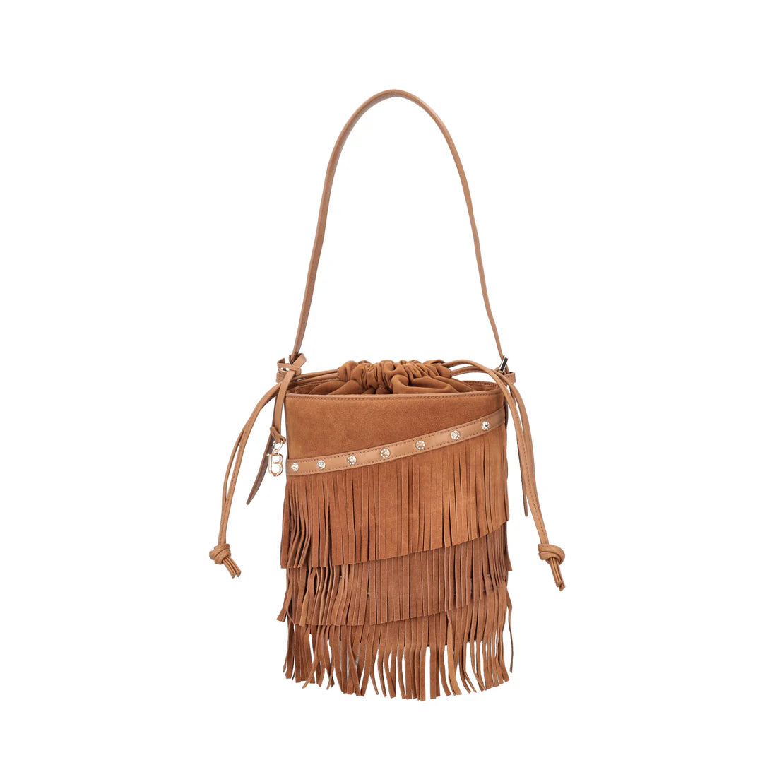 Tosca Blu - Glam bucket bag med frynser