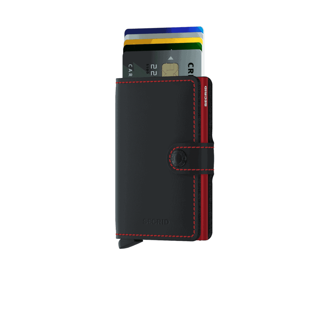 Secrid Miniwallet - matte black red forside med kort
