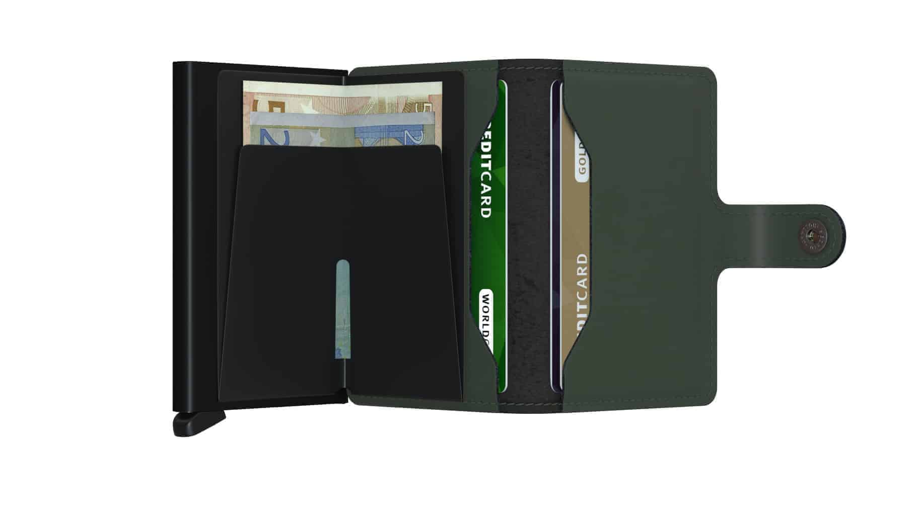 Secrid Miniwallet - matte green black open