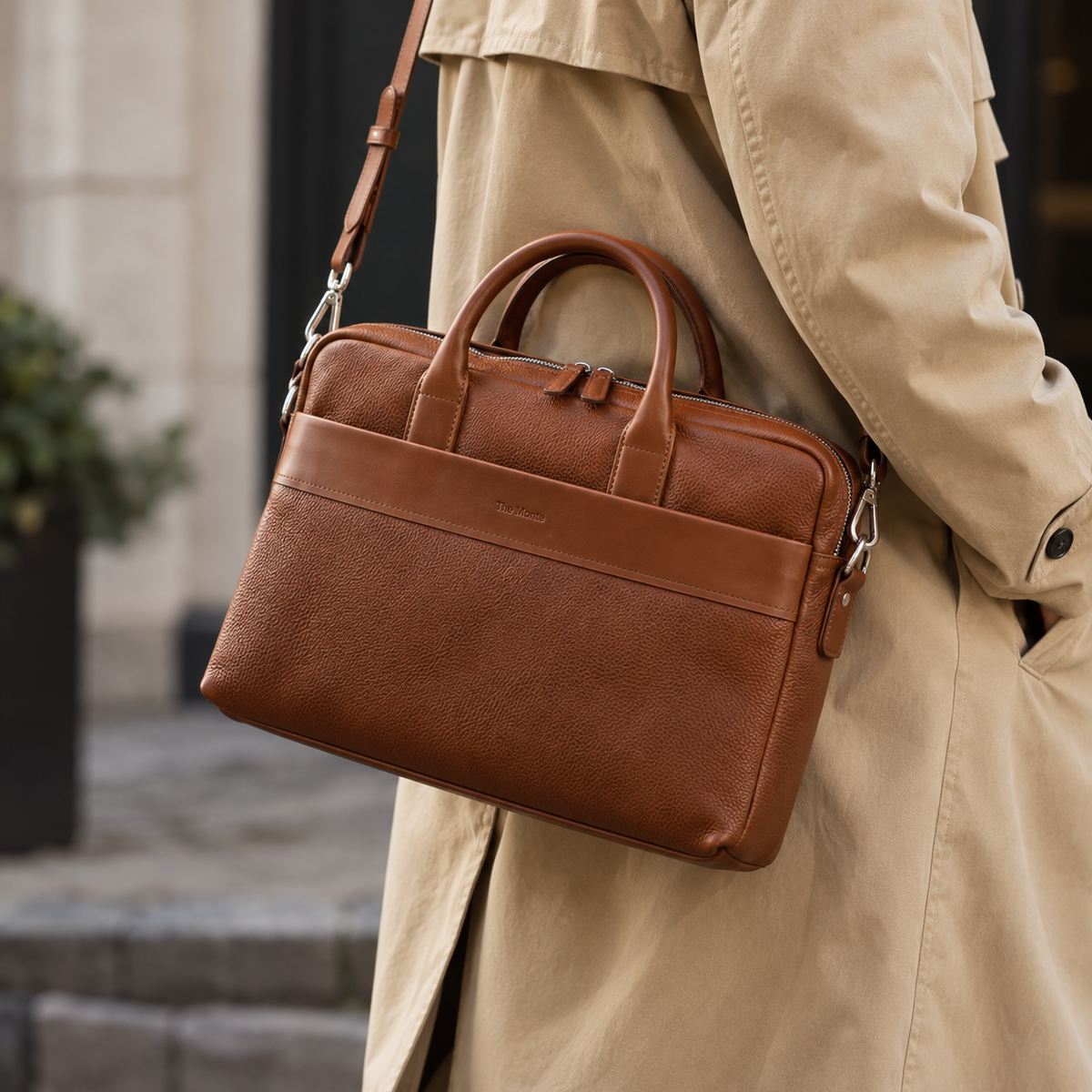 The Monte Briefcase17" medium - cognac