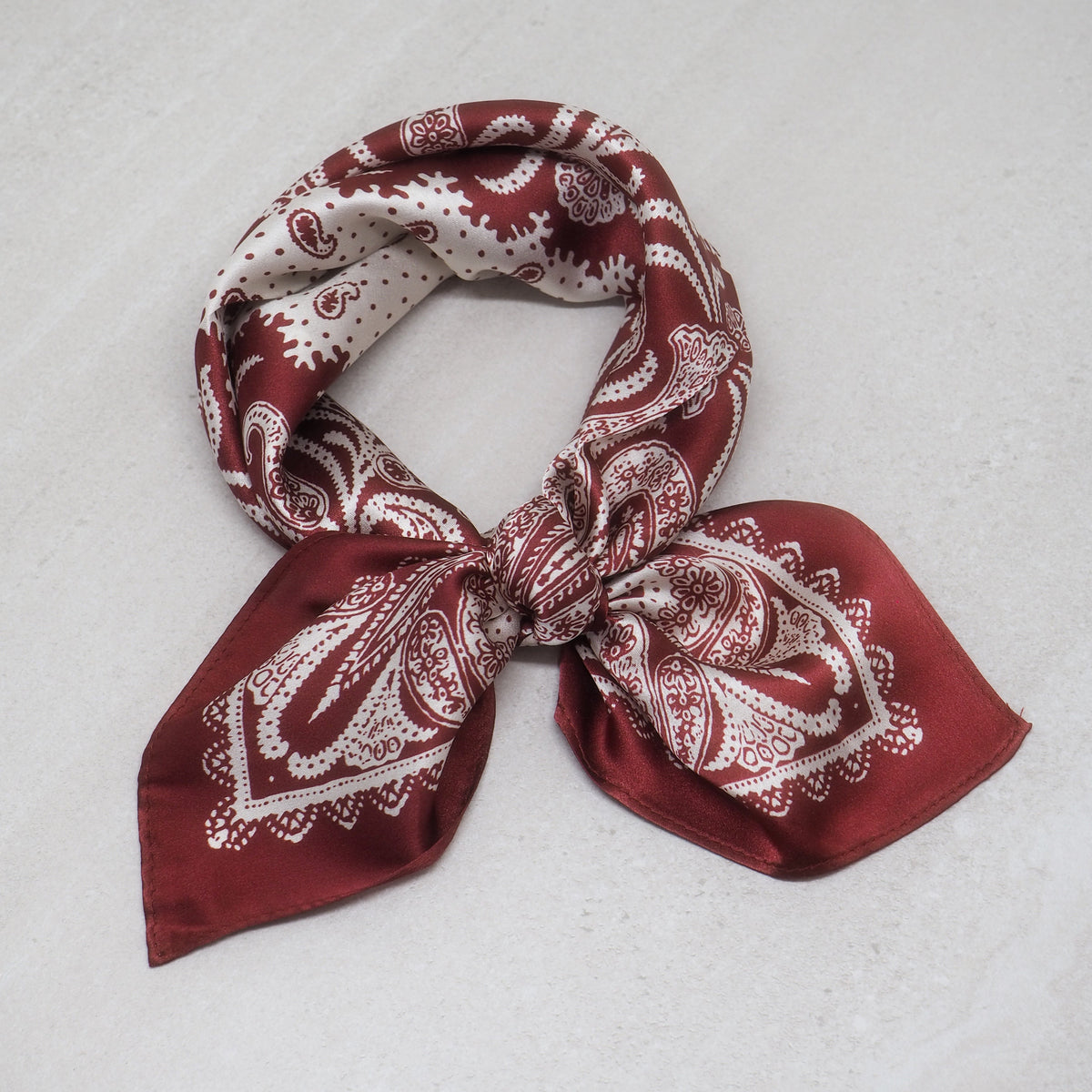 Silkeskjerf mini, beige og bordeaux
