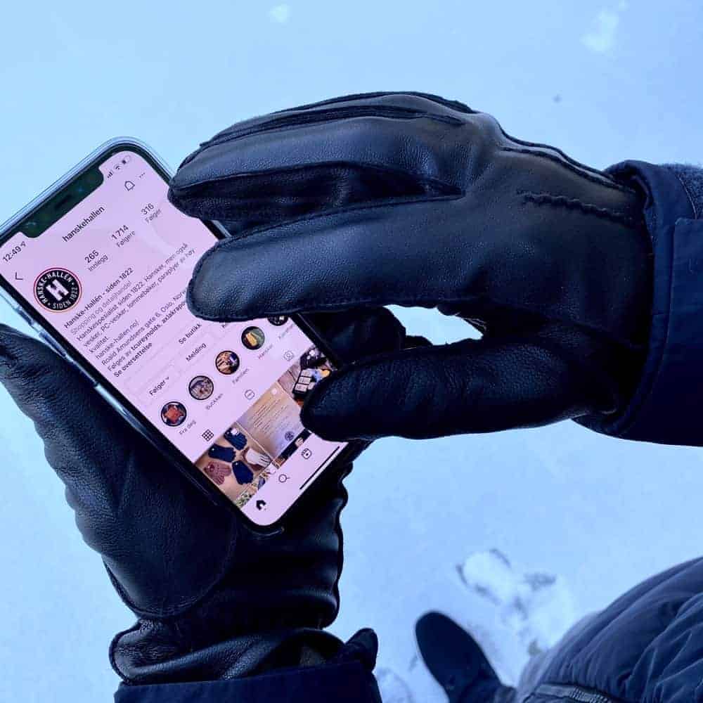 Herrehansker i sheepnappa med touch og ullfôr