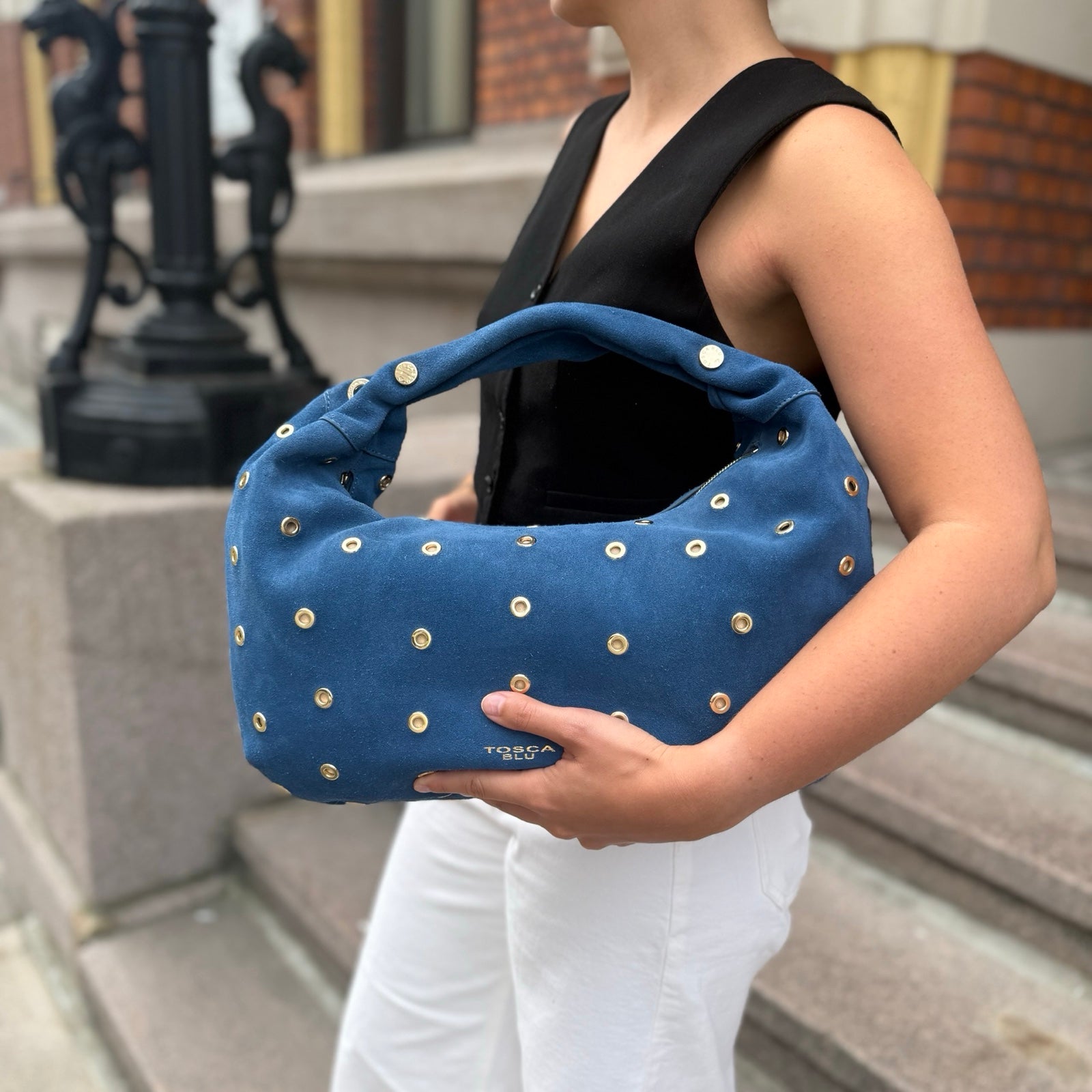 Tosca Blu - Dubai bag - Semsket skinn blå