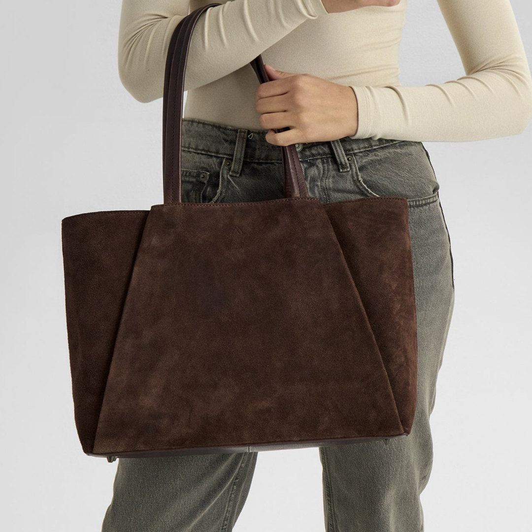 Markberg Saya Work Bag, Suede - Dark brown