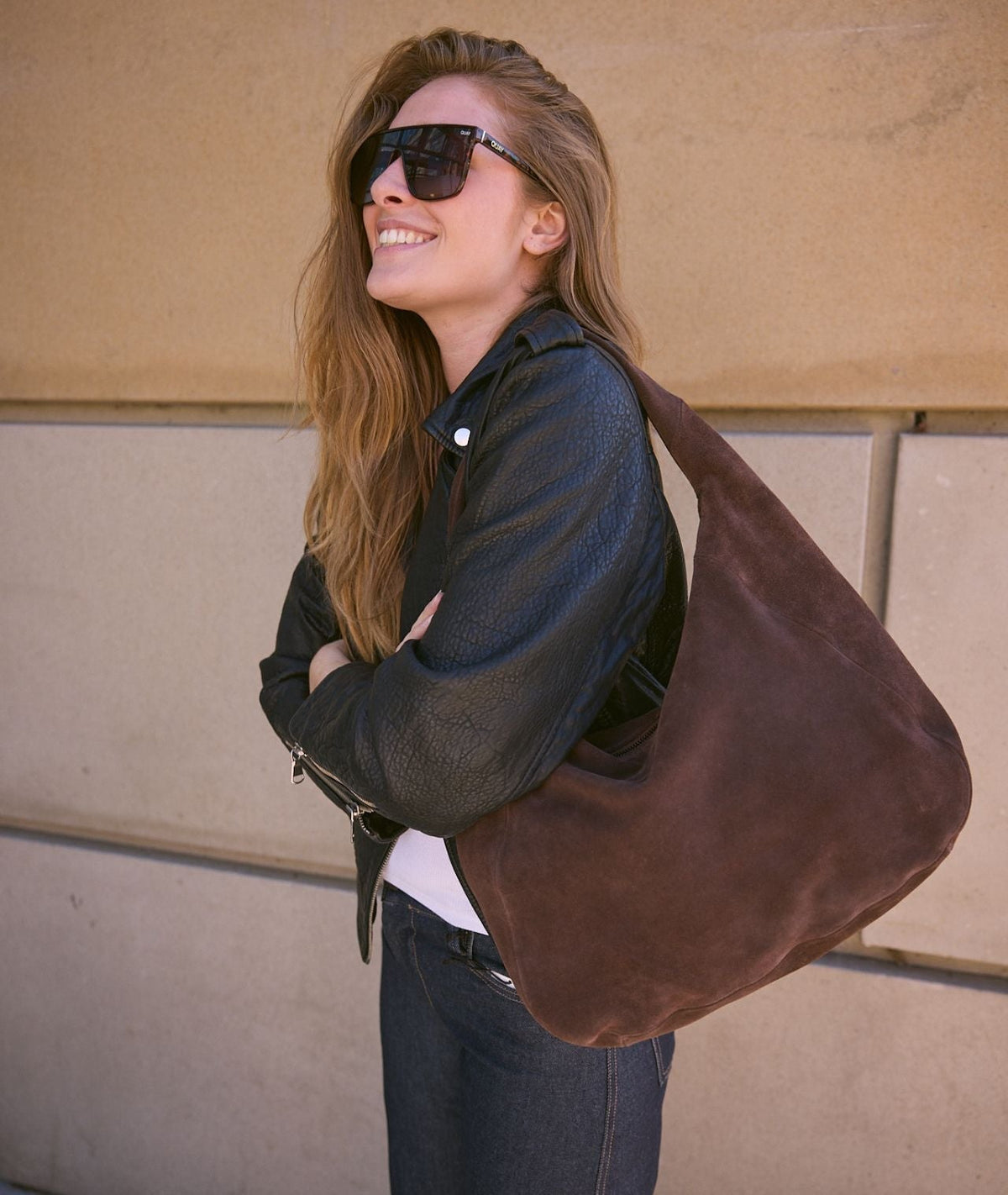 Markberg Samara semsket veske, Dark brown