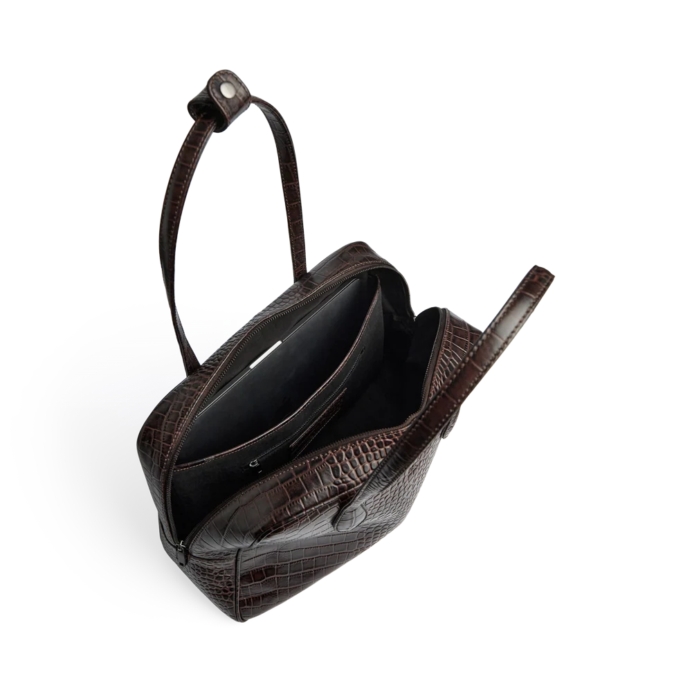Markberg Elara jobbveske, Croco Espresso Brown