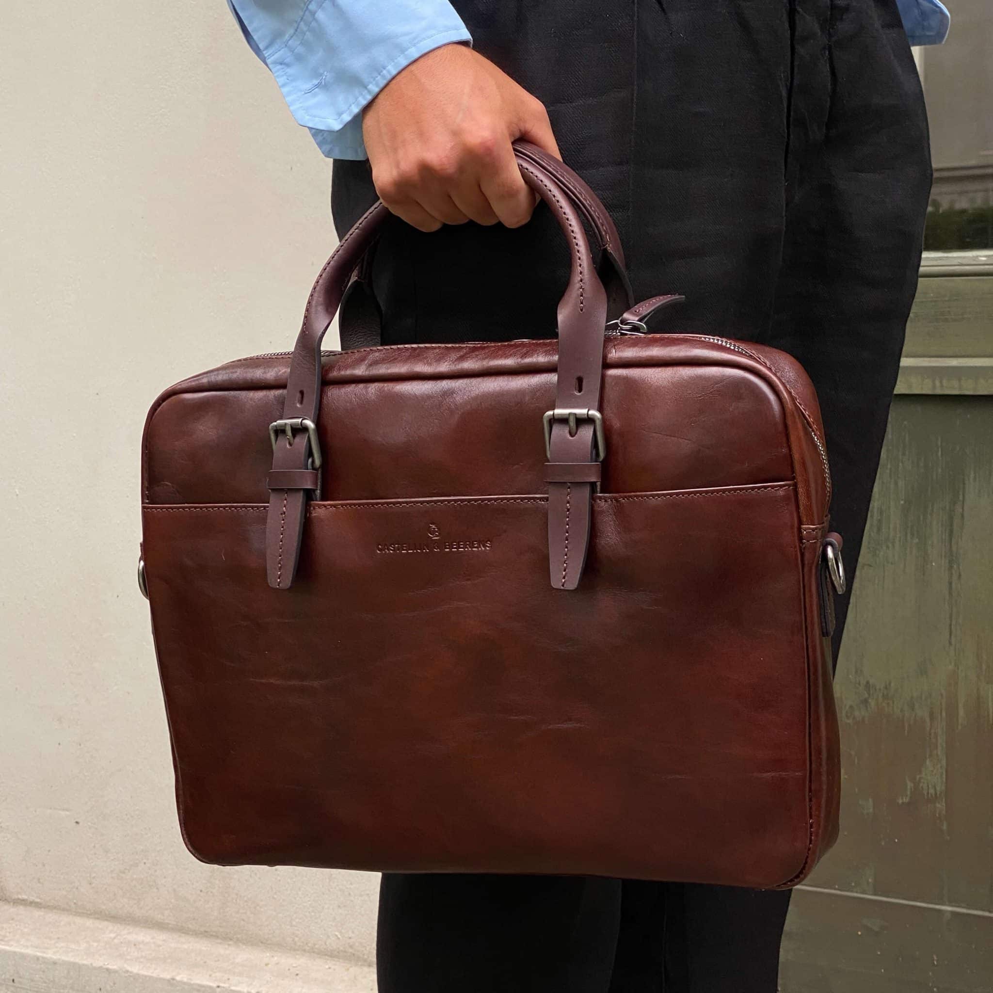 Castelijn & Beerens Rien PC-veske 15,6" RFID | mørk cognac