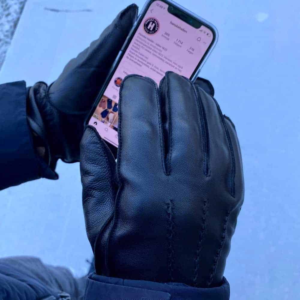 Herrehansker i sheepnappa med touch og ullfôr