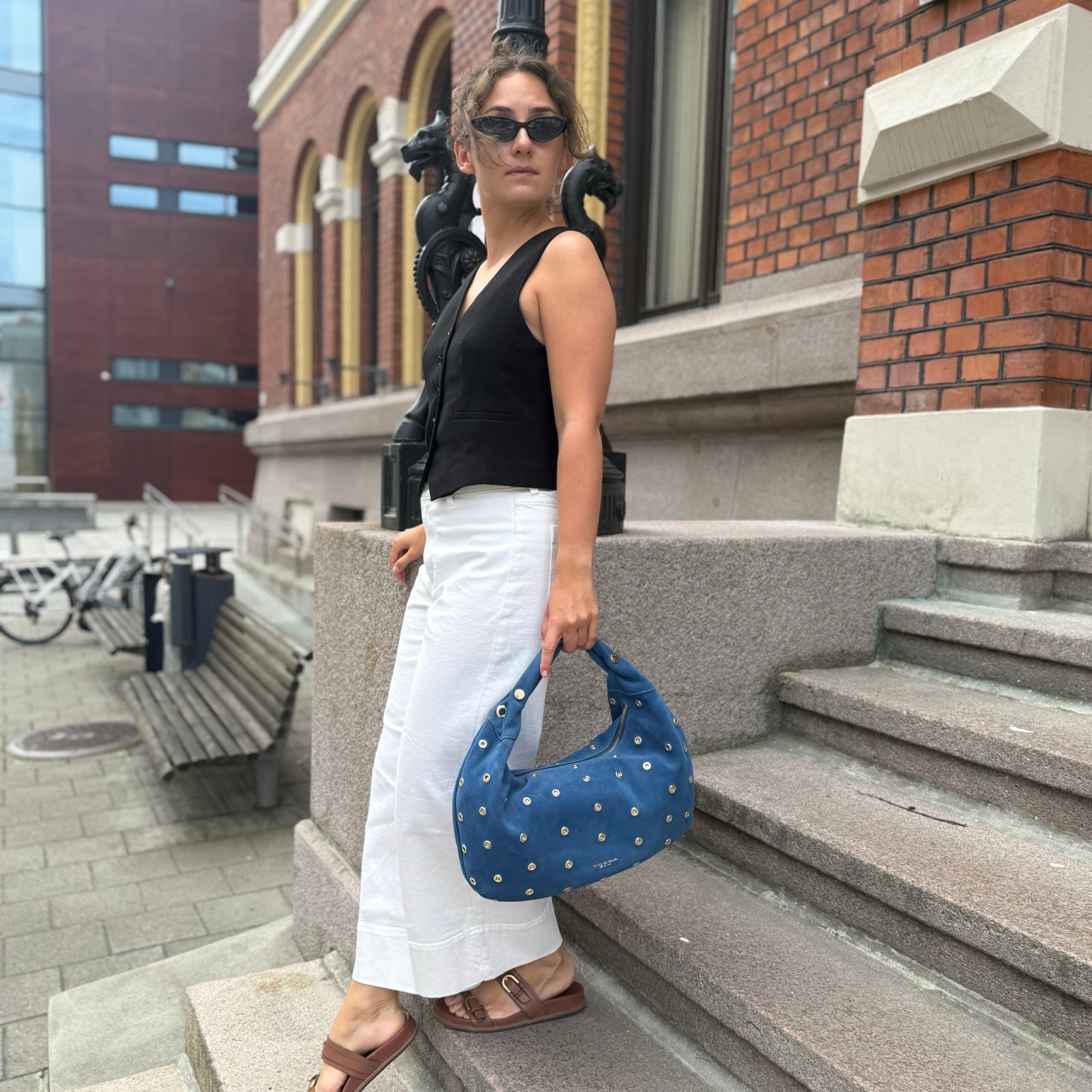 Tosca Blu - Dubai bag - Semsket skinn blå