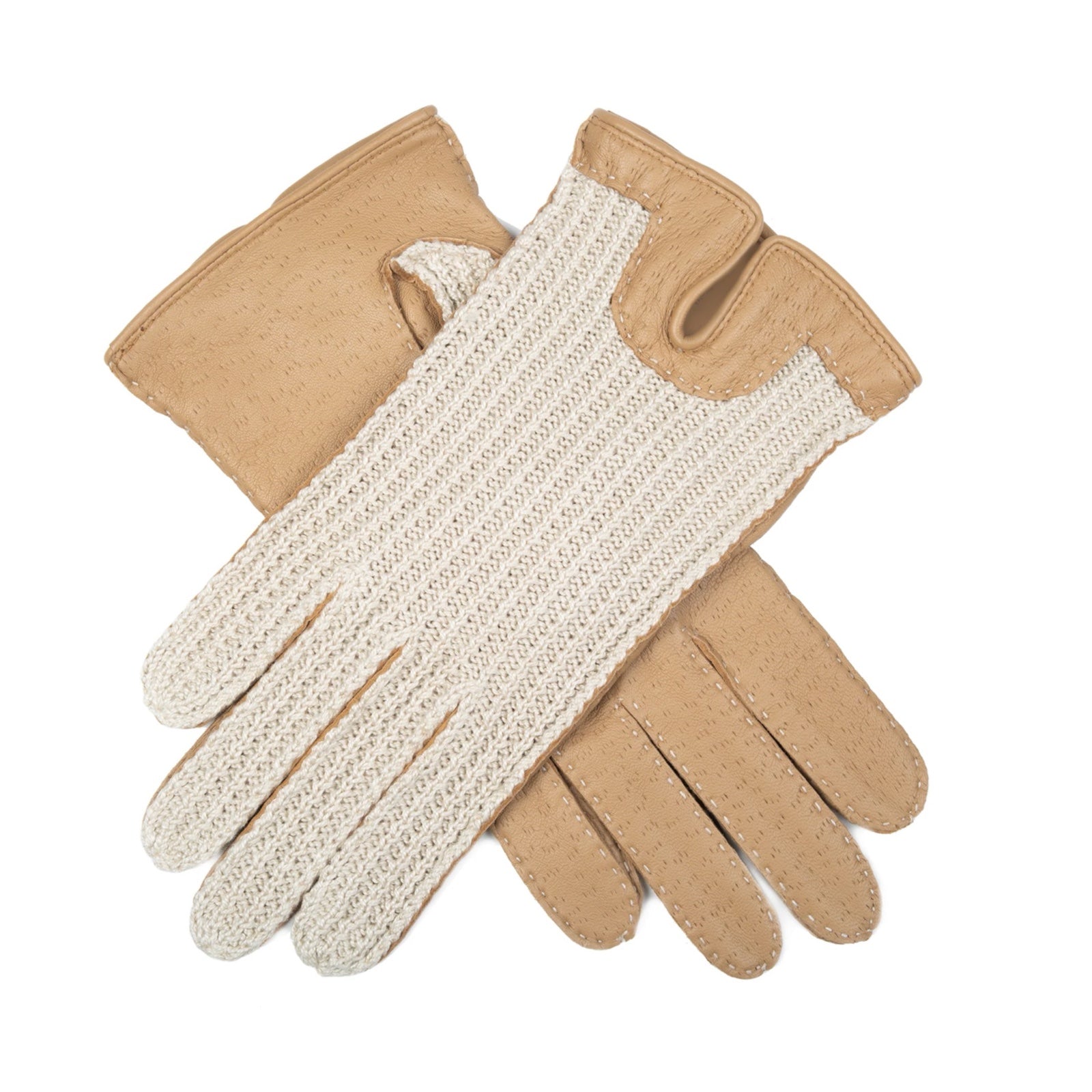 DENTS Kelly - feminine kjørehansker med crochet overhånd, Toffee