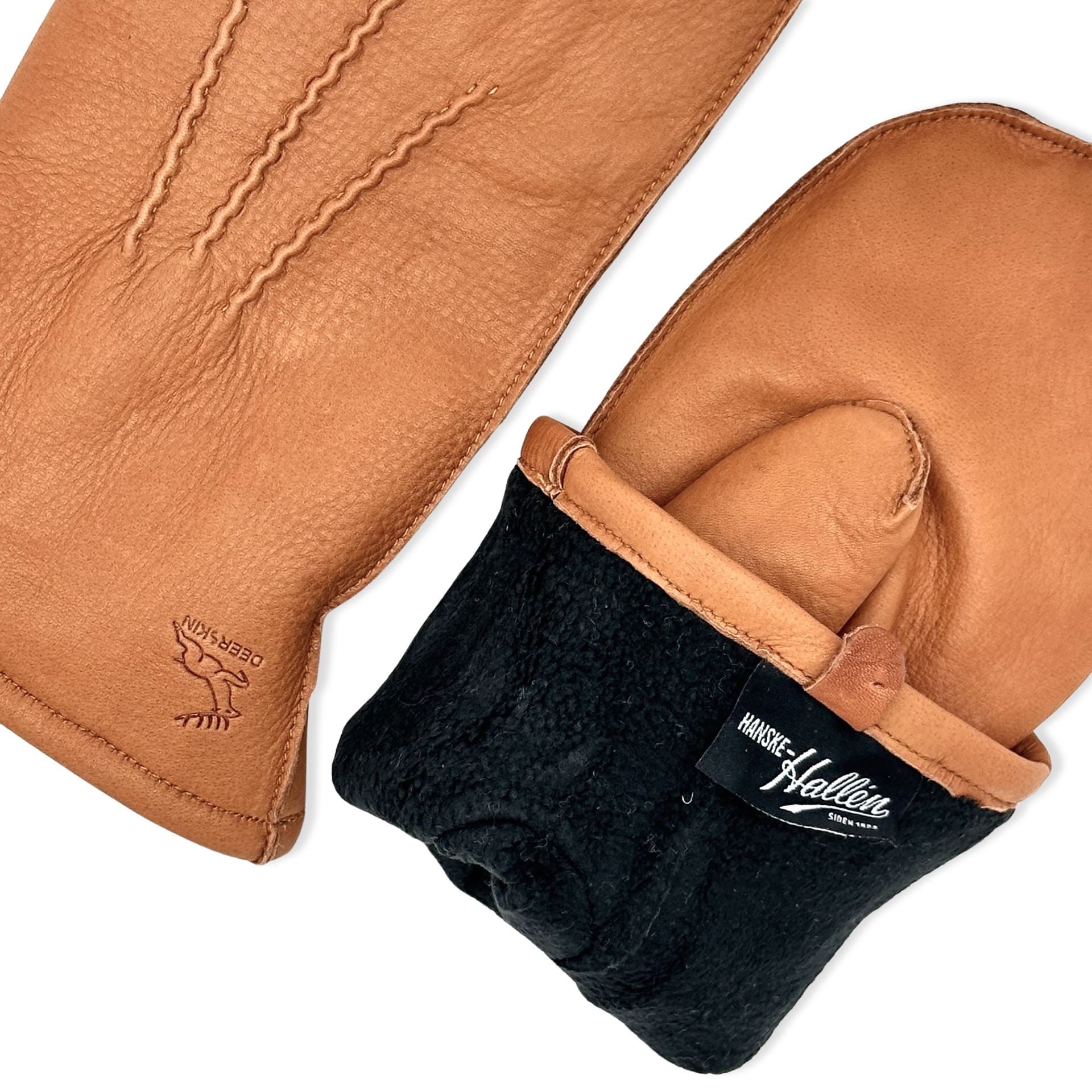 70849806 - cognac Vott i hjorteskinn med fleece_fiber-fõr