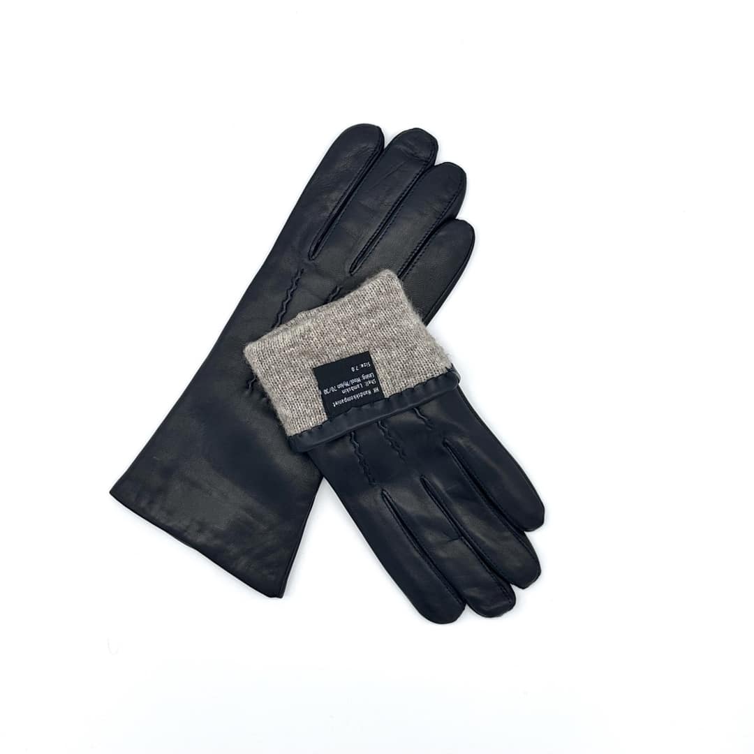 70915801 Lammeskinnshansker til dame med denter og ullfôr_navy