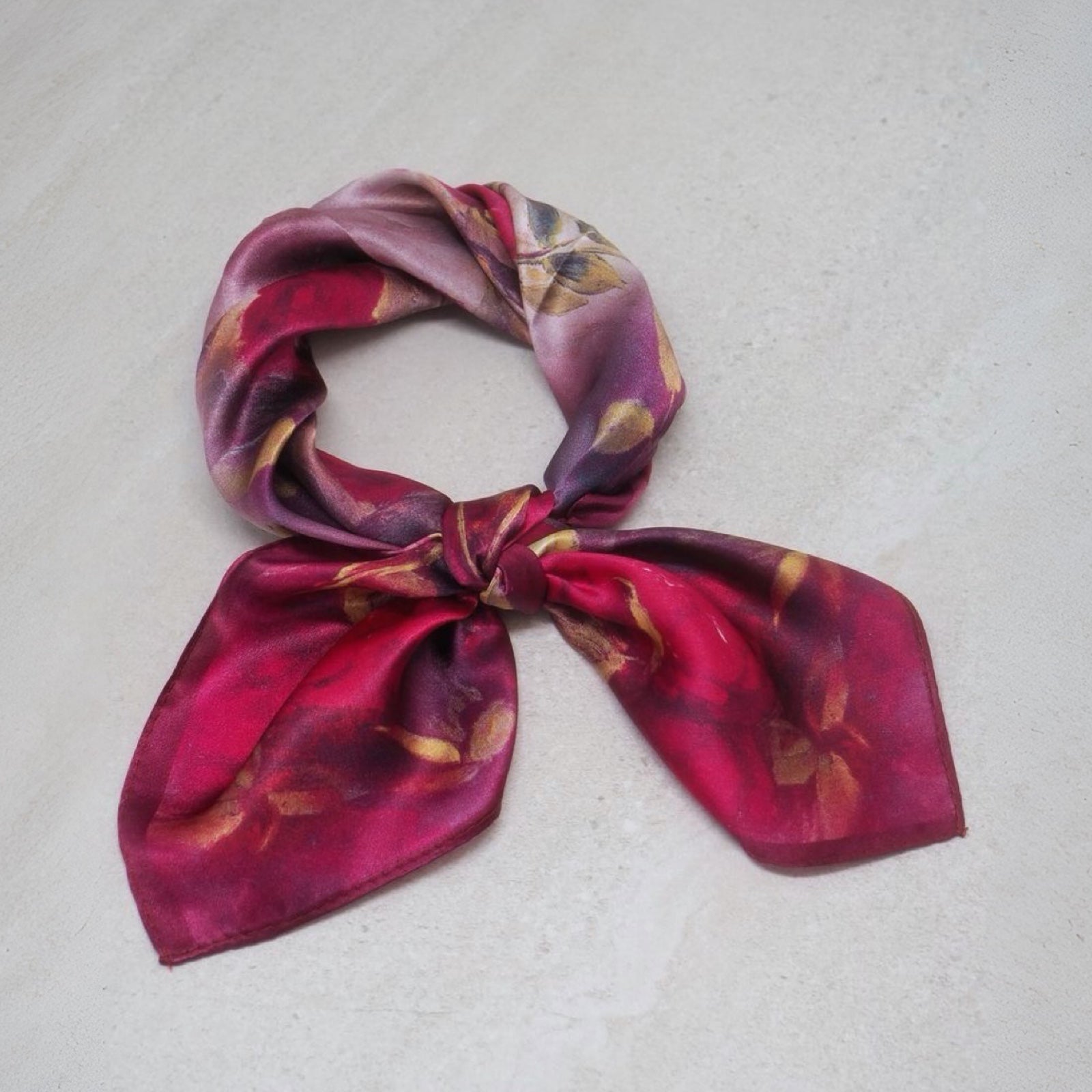 Silkeskjerf mini, fuksia med rose