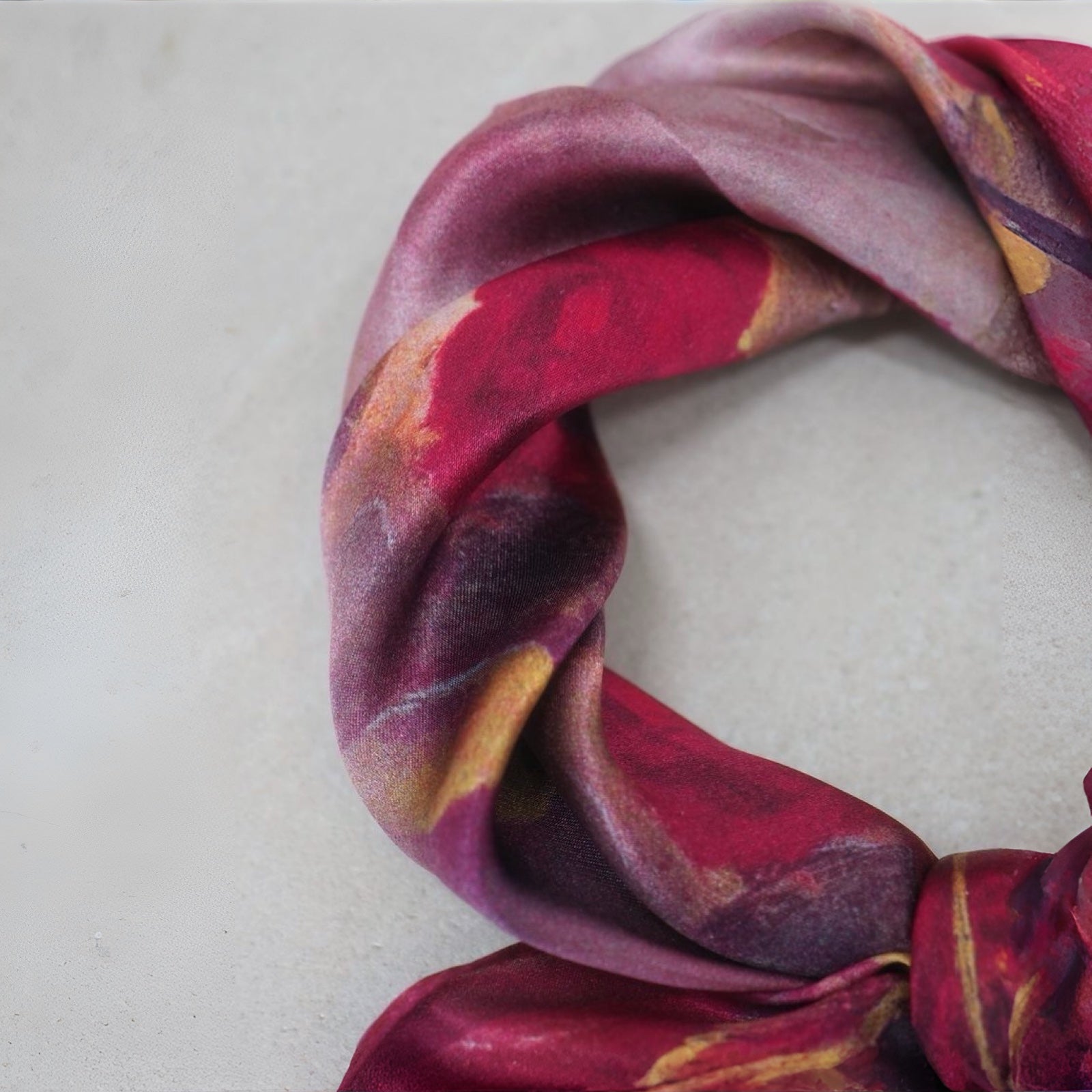 Silkeskjerf mini, fuksia med rose