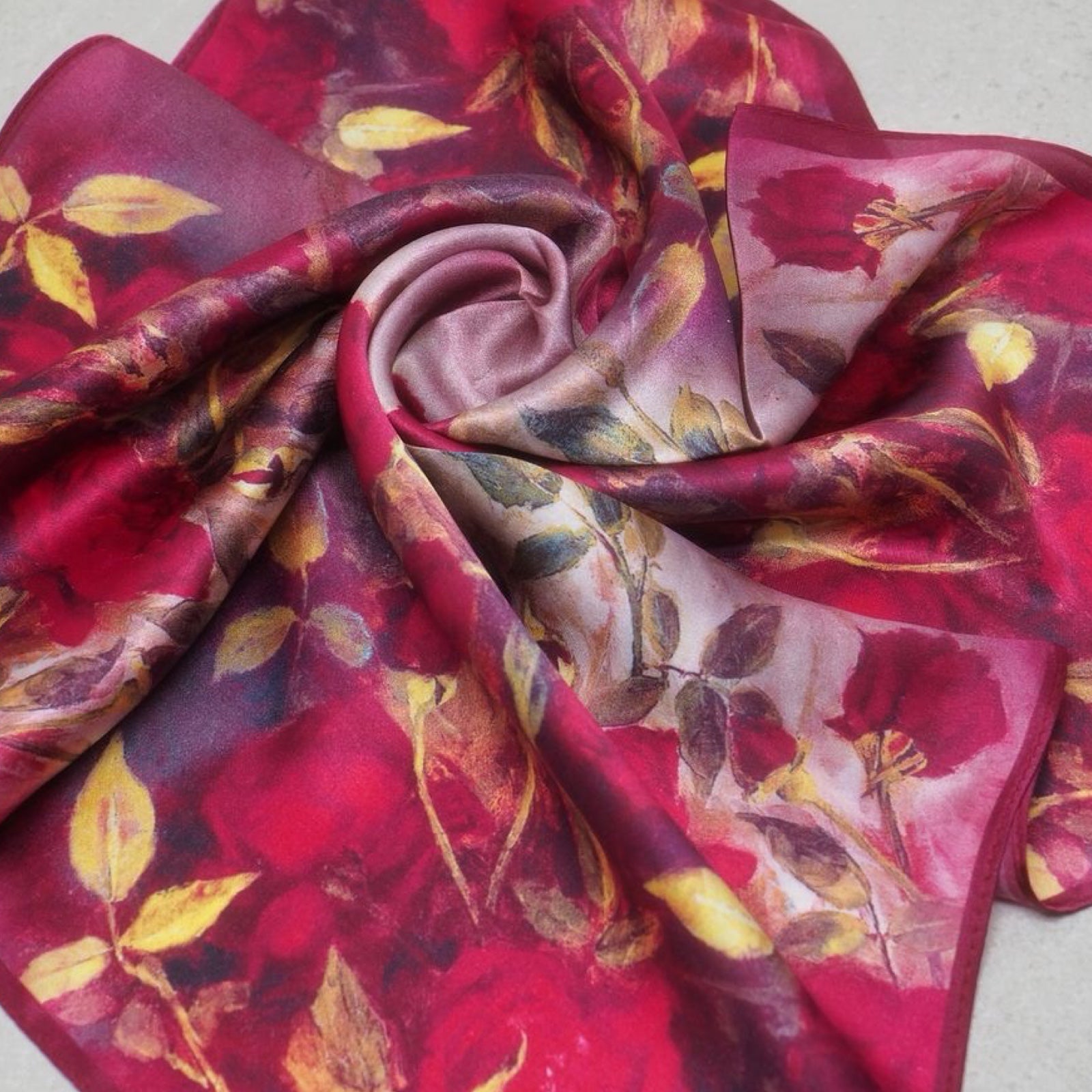 Silkeskjerf mini, fuksia med rose