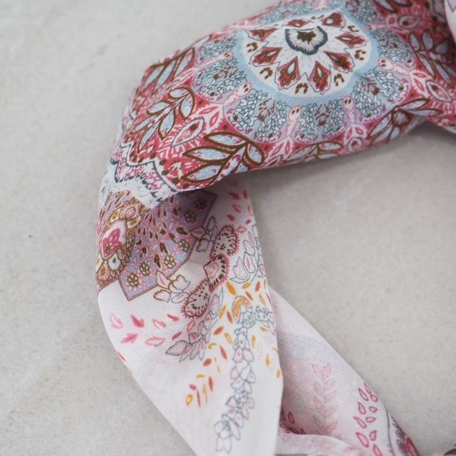 Silkeskjerf mini, vintage rosa paisley