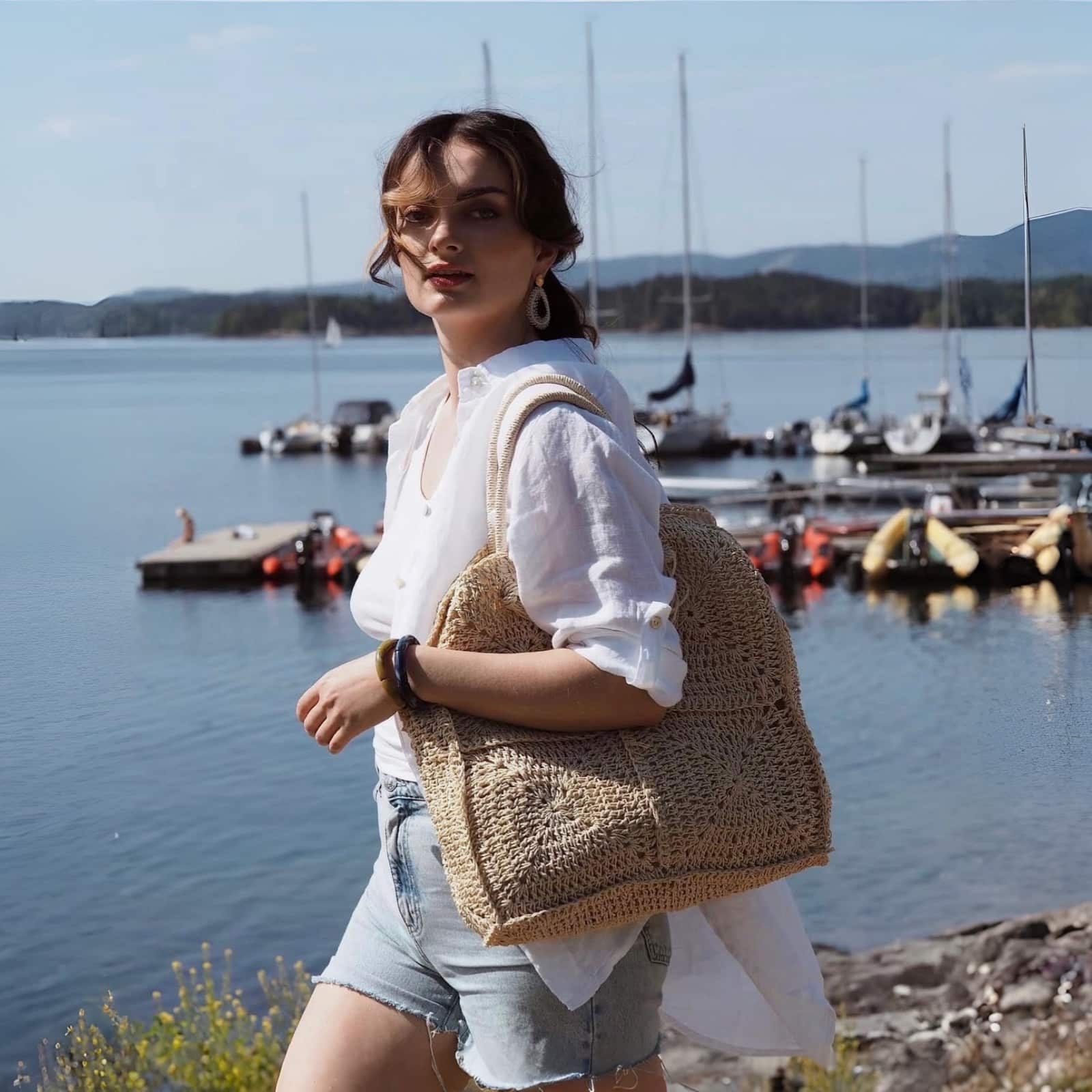 Bohemsk sommerveske i raffia