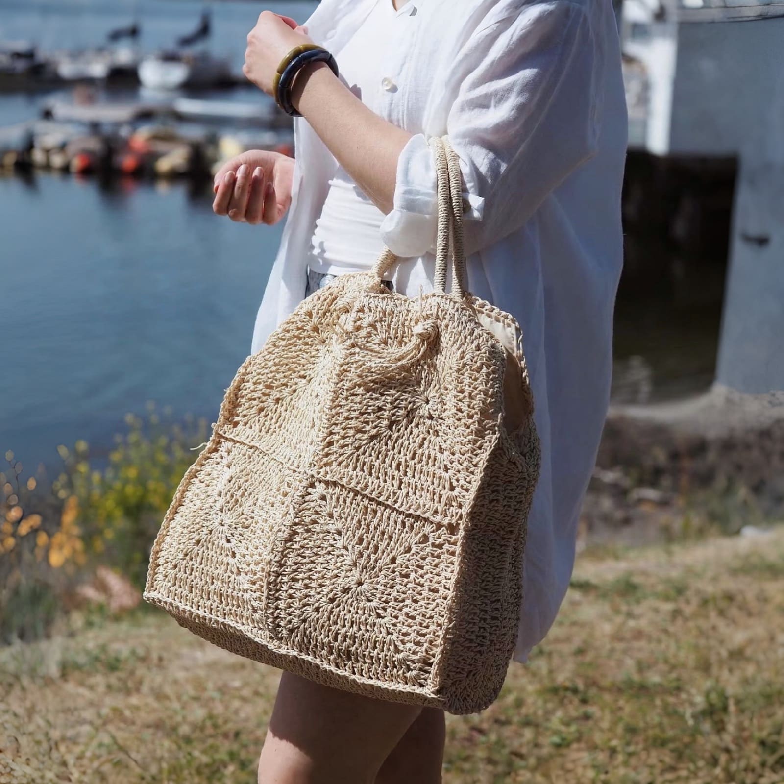 Bohemsk sommerveske i raffia