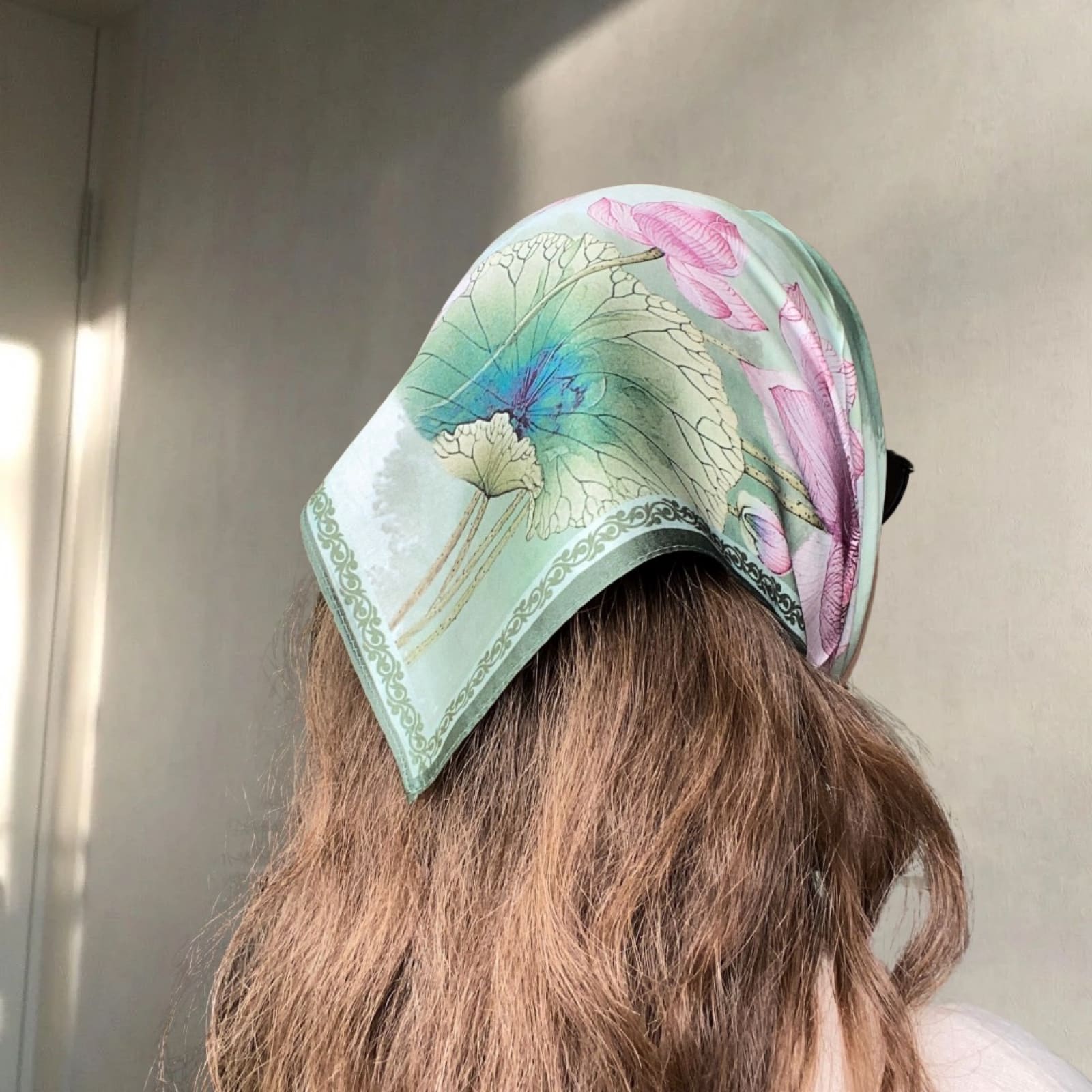 Silkeskjerf mini, grønn og rosa