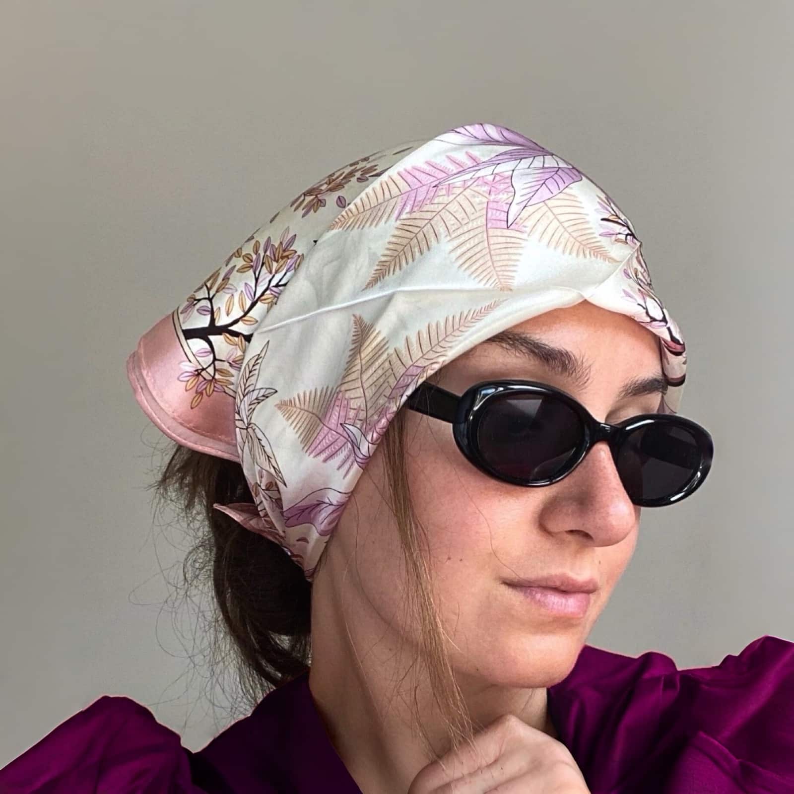 Silkeskjerf mini, rosatoner og beige