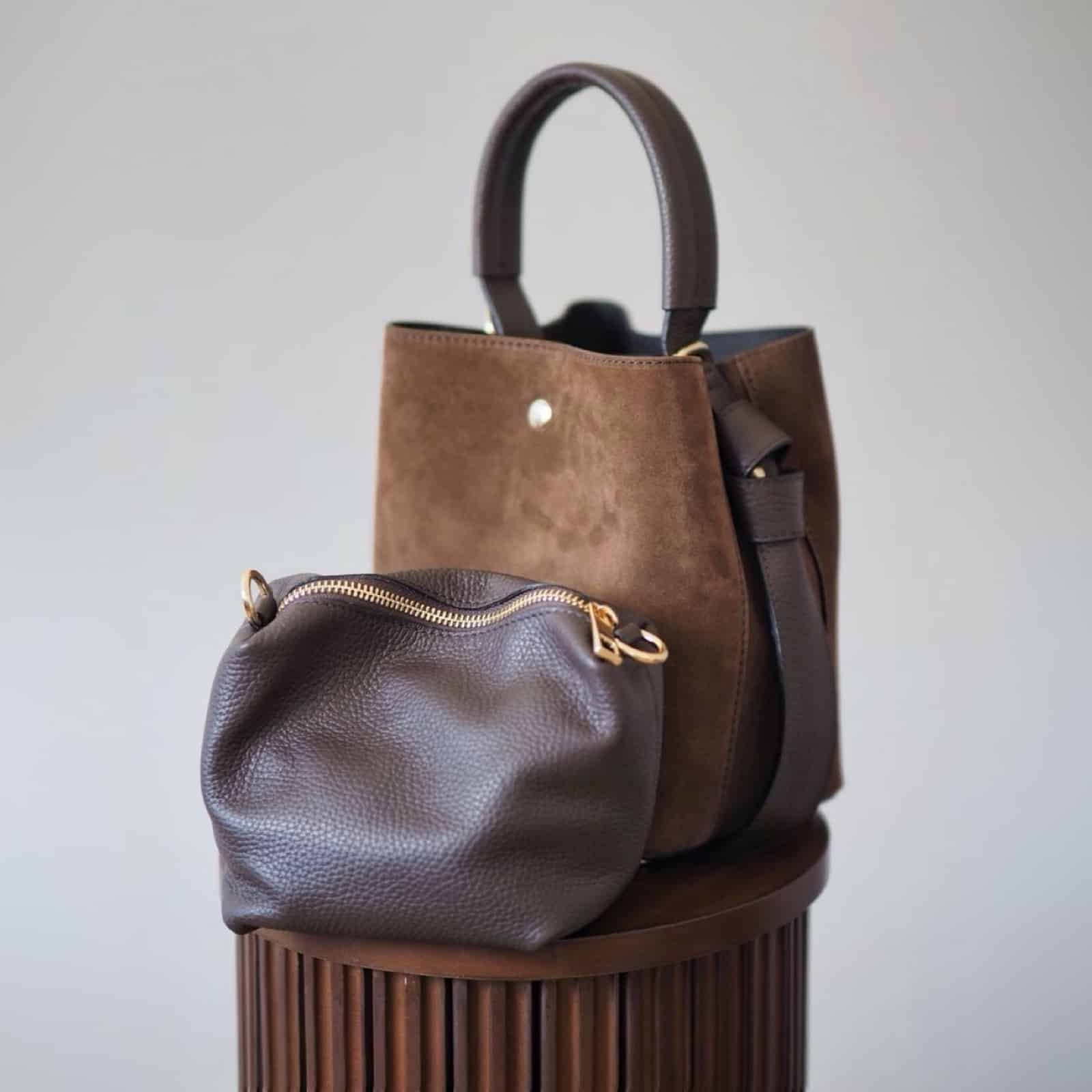 Bucket bag, semsket brun