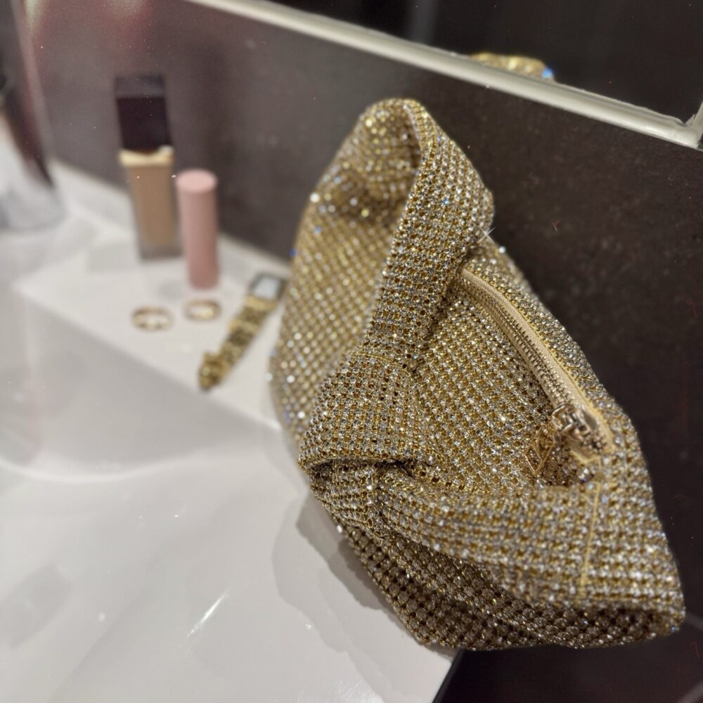 Festveske med glitter gull