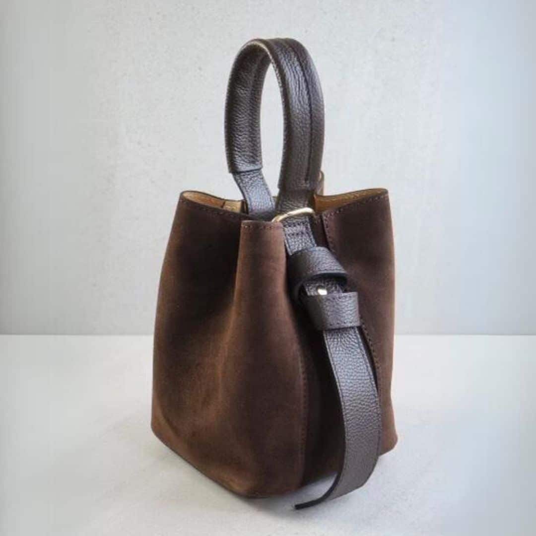 Bucket bag, semsket brun