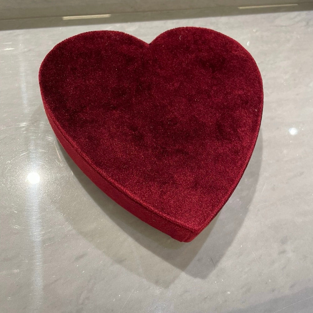 Smykkeskrin "Love" med hjerteform, bordeaux