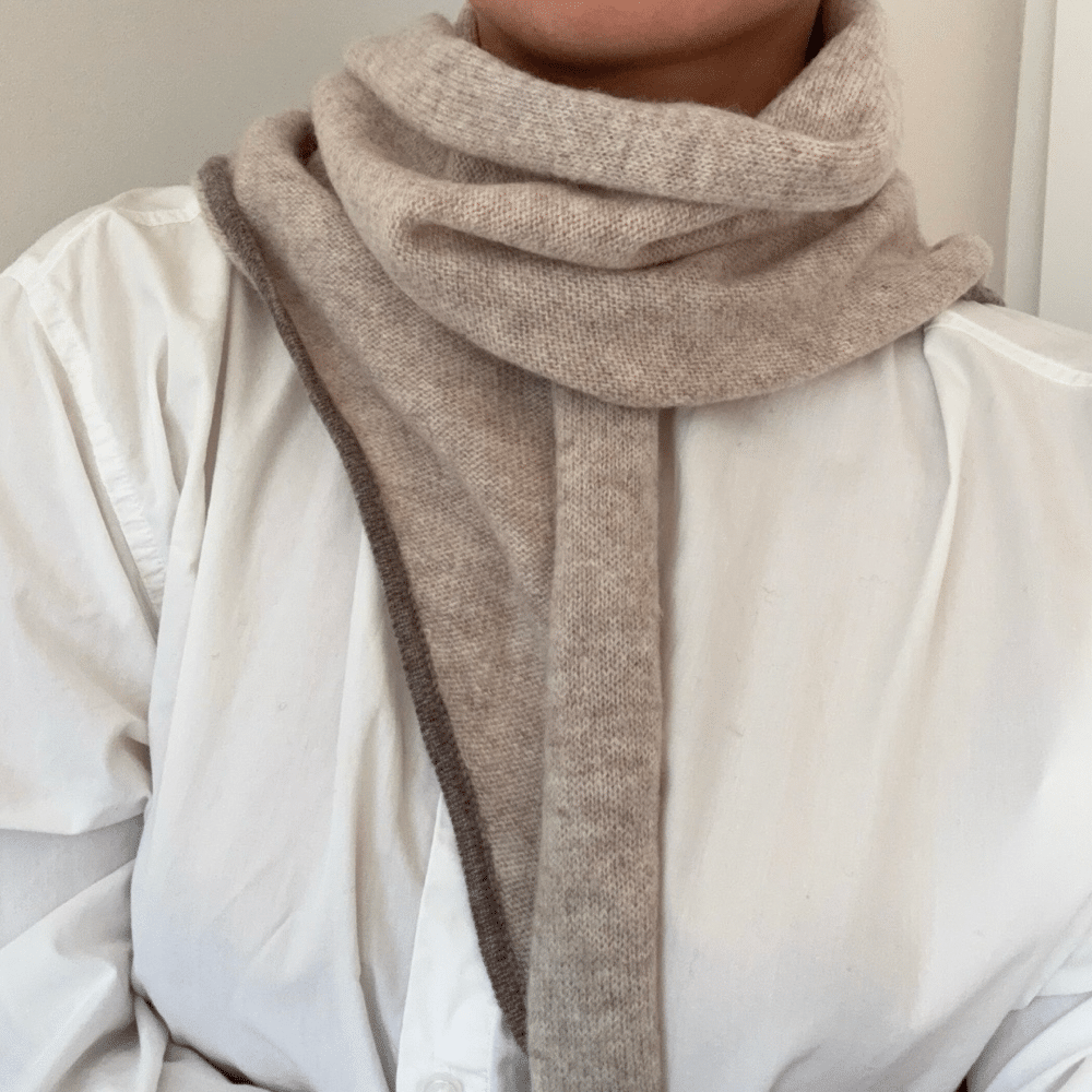 Trekantskjerf to-farget beige og brun