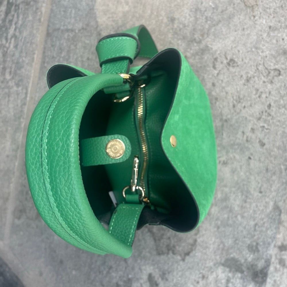 Bucket bag, semsket grønn