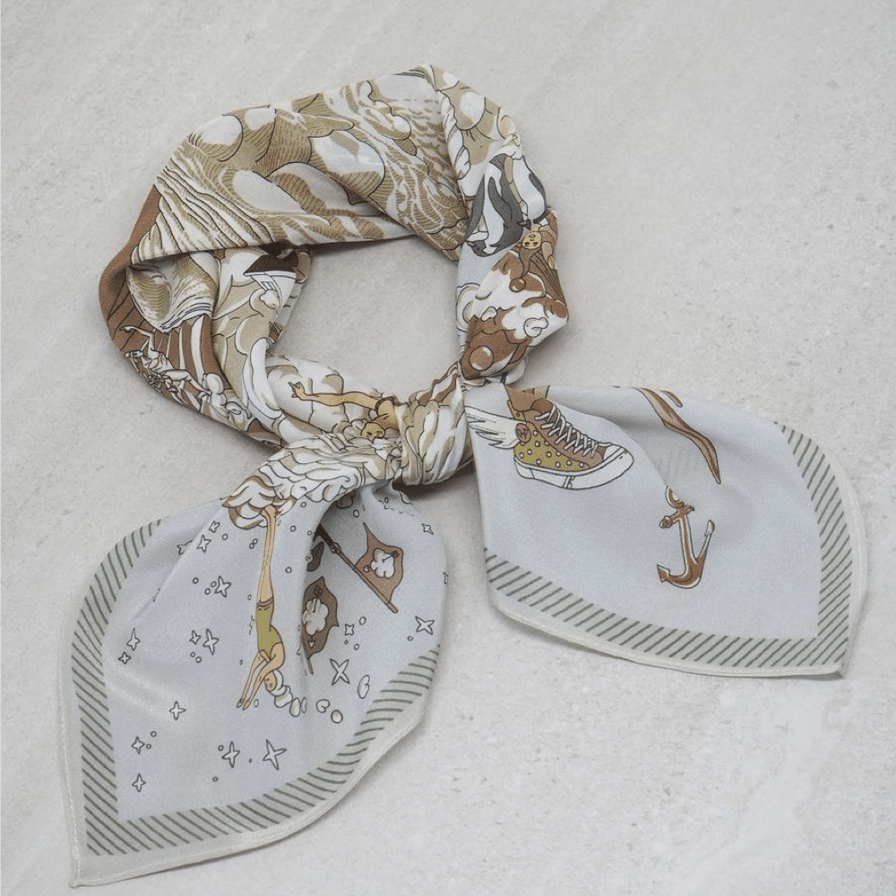 Silkeskjerf 70x70, beige