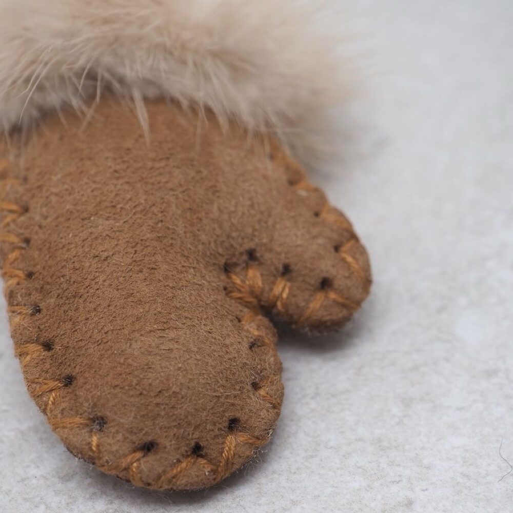 Nøkkelring/veskepynt vott - beige