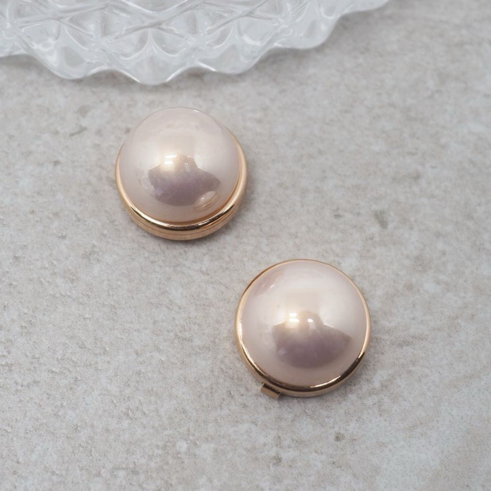 Knappepynt 2 stk, klassisk perle rosa