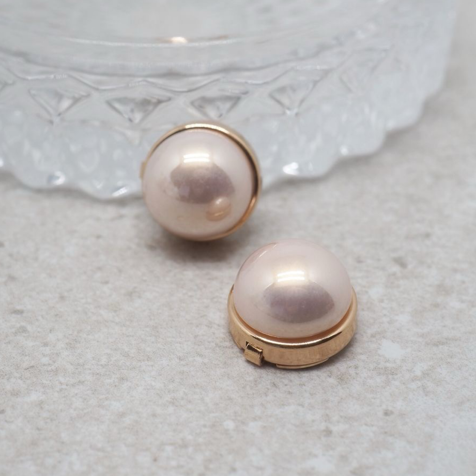 Knappepynt 2 stk, klassisk perle rosa