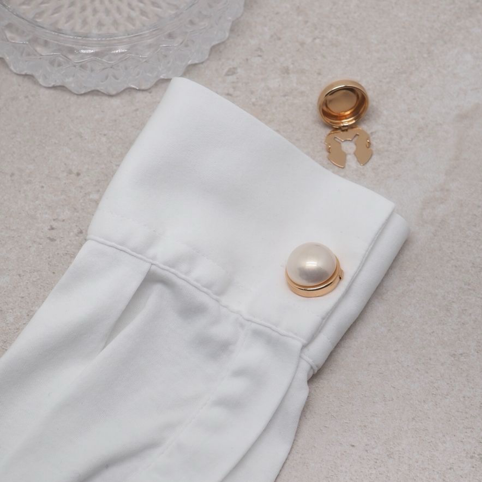 Knappepynt 2 stk, klassisk perle off-white